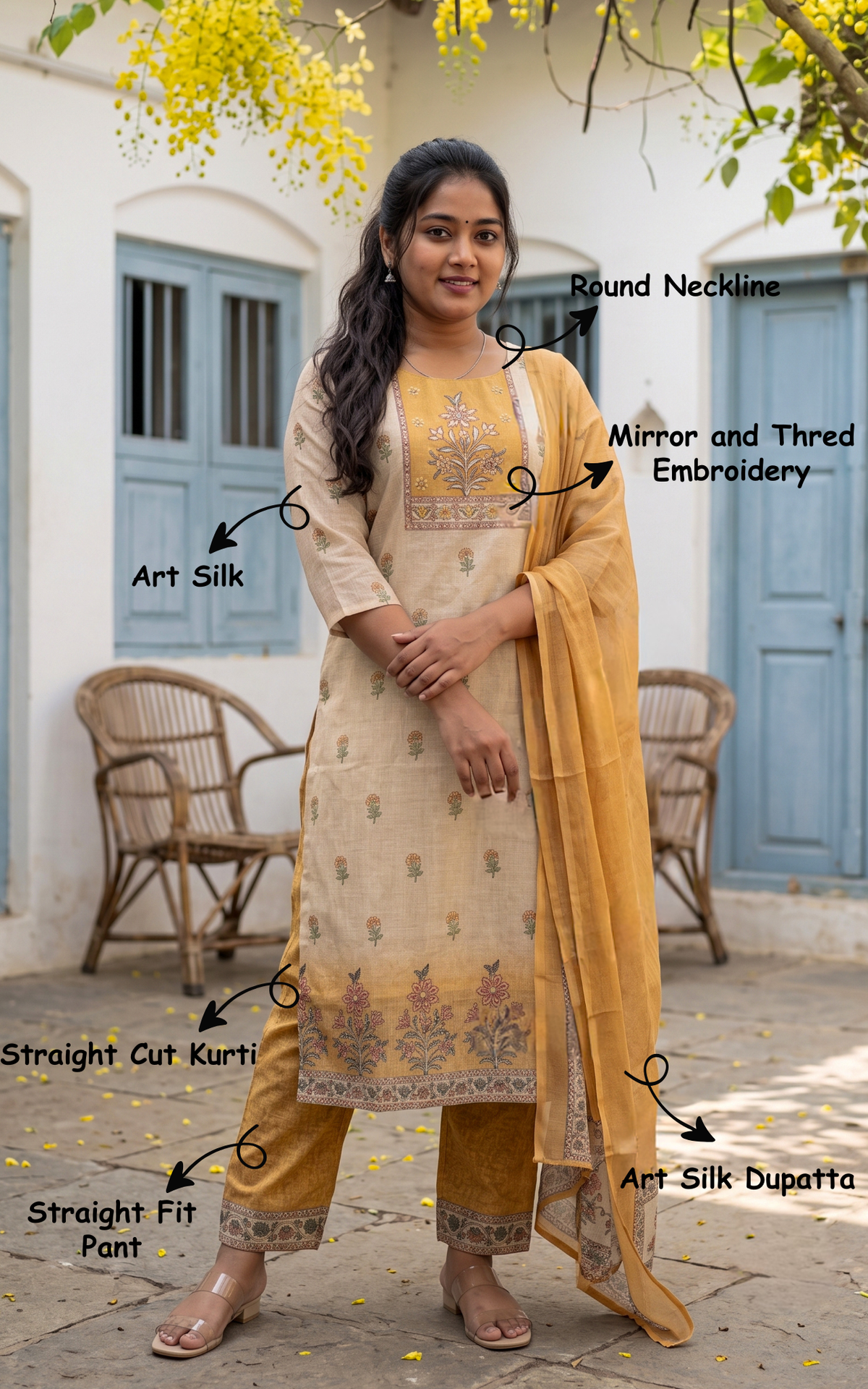 Jayarani (Kurti+Pant+Dupatta)
