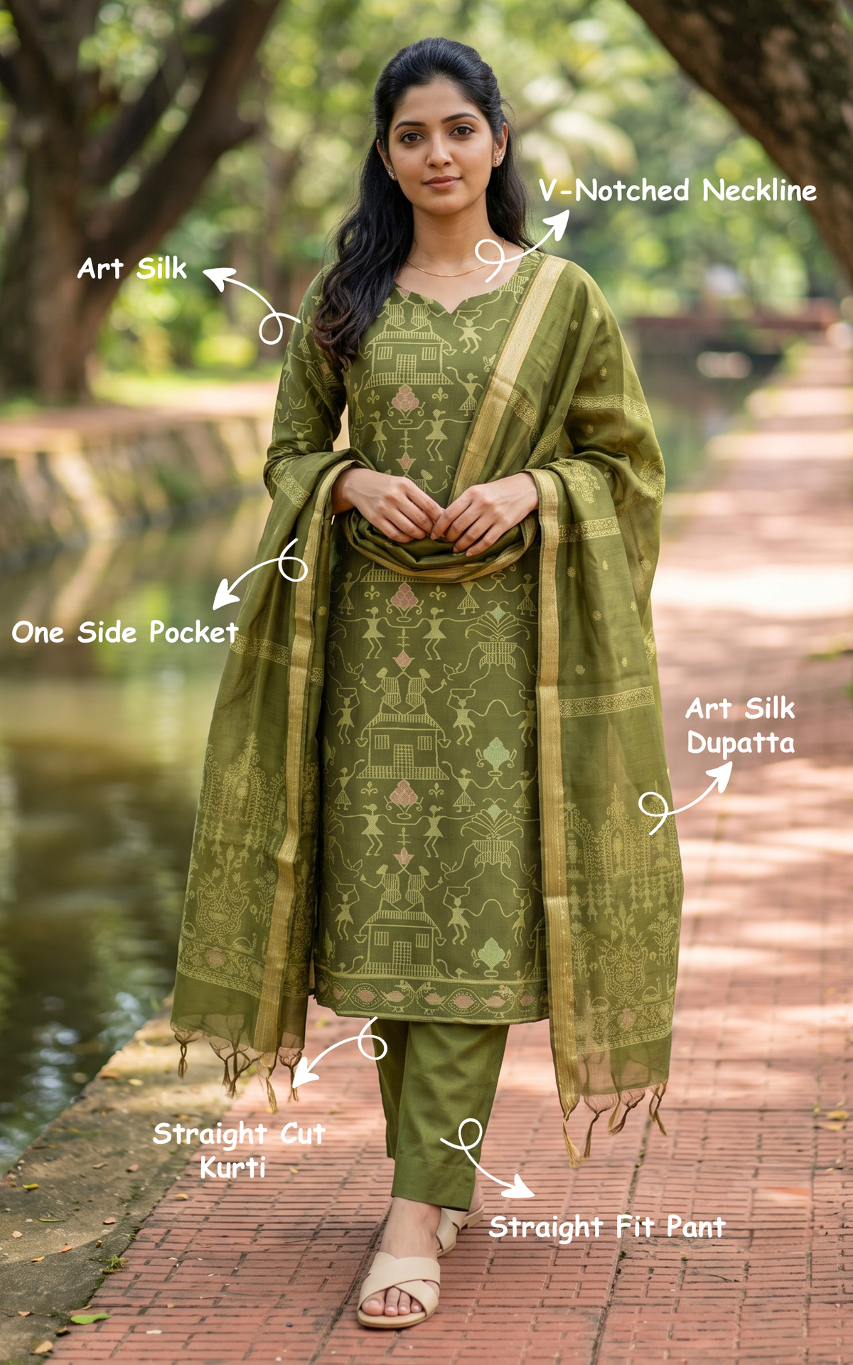 Farhana Mehandi Green (Kurti+Pant+Dupatta)