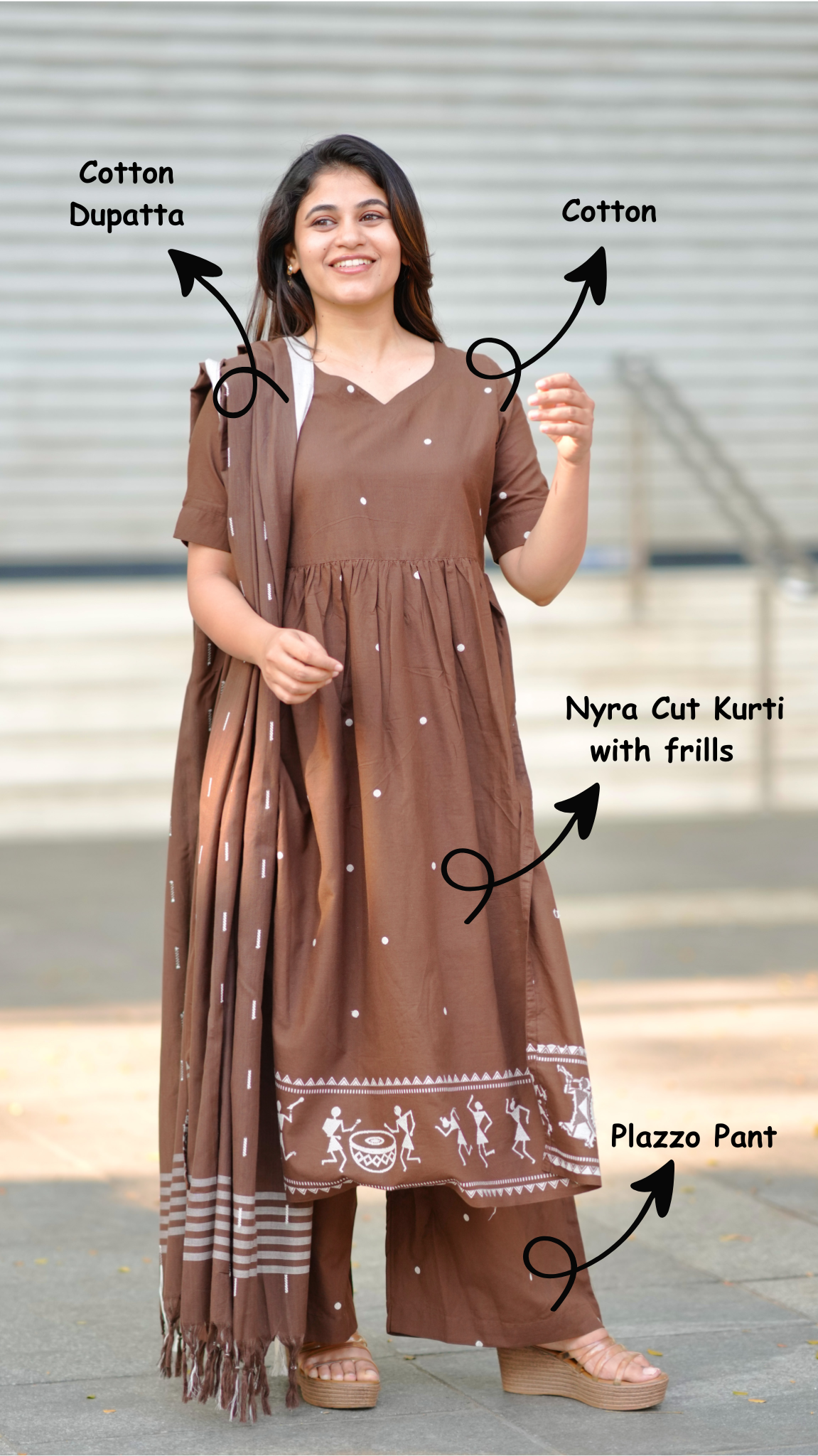 Neelothi Brown (Kurti+Pant+Dupatta)