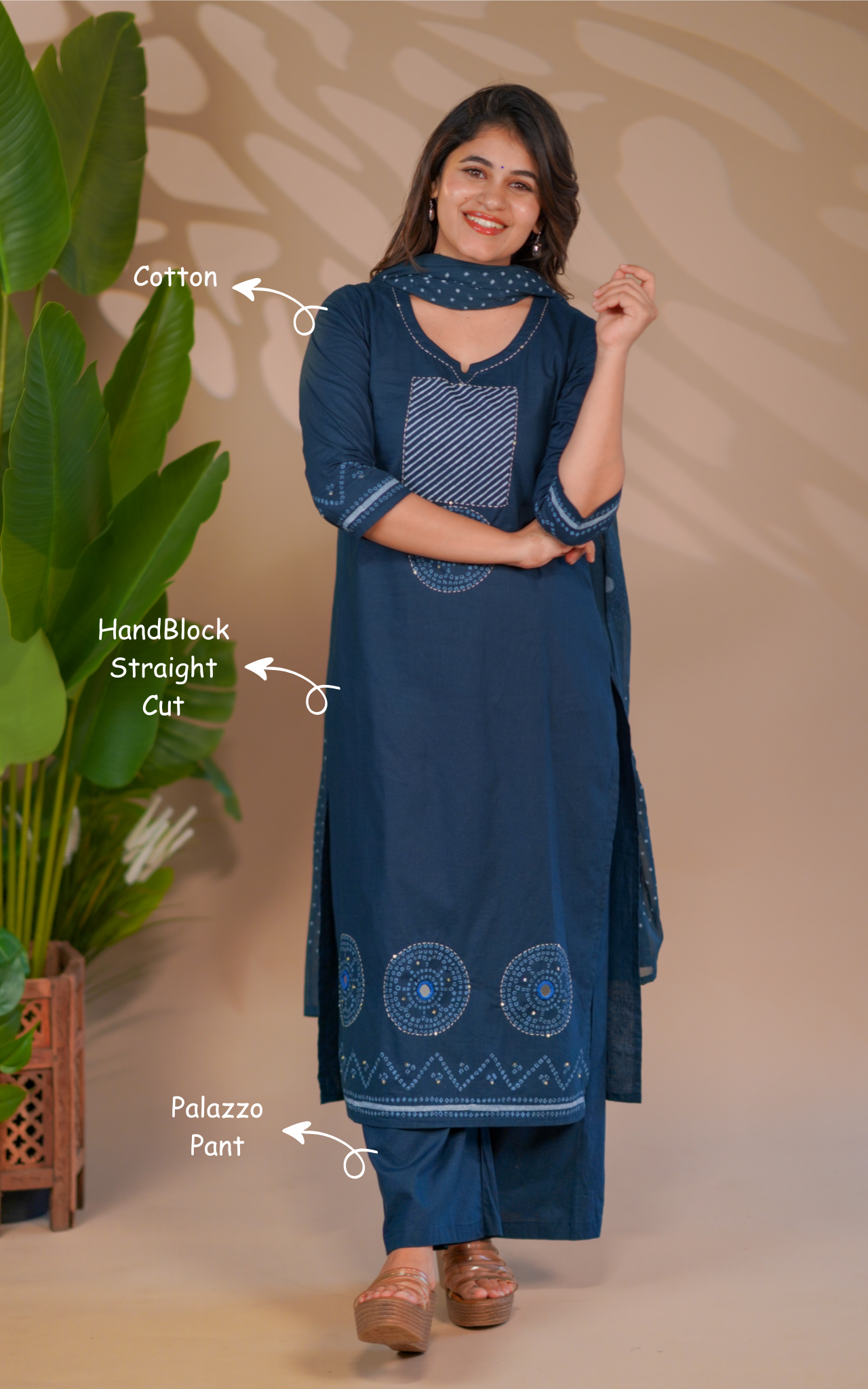 Lokah Handblock (Kurti+Pant+Dupatta)