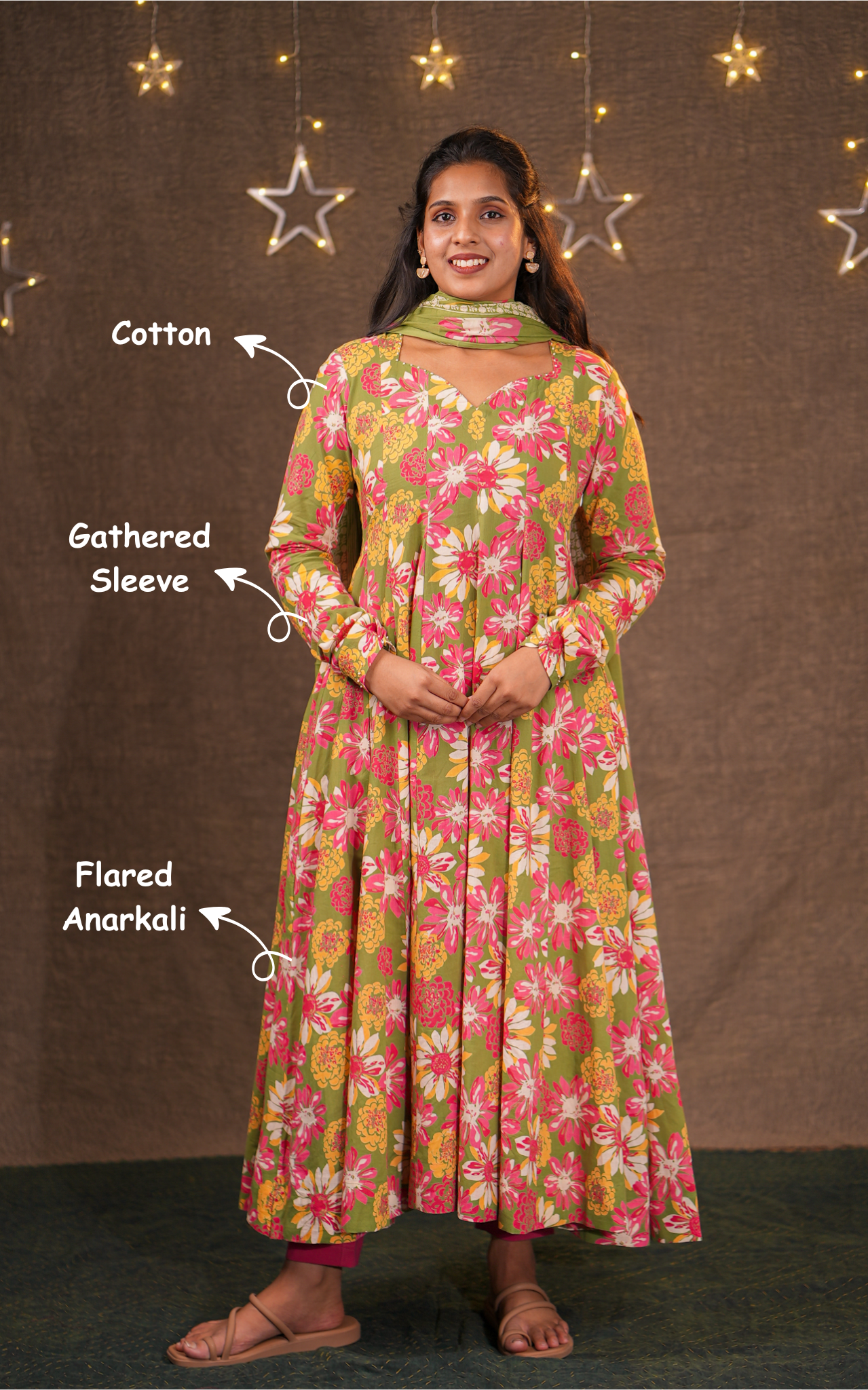 Pista color anarkali for women