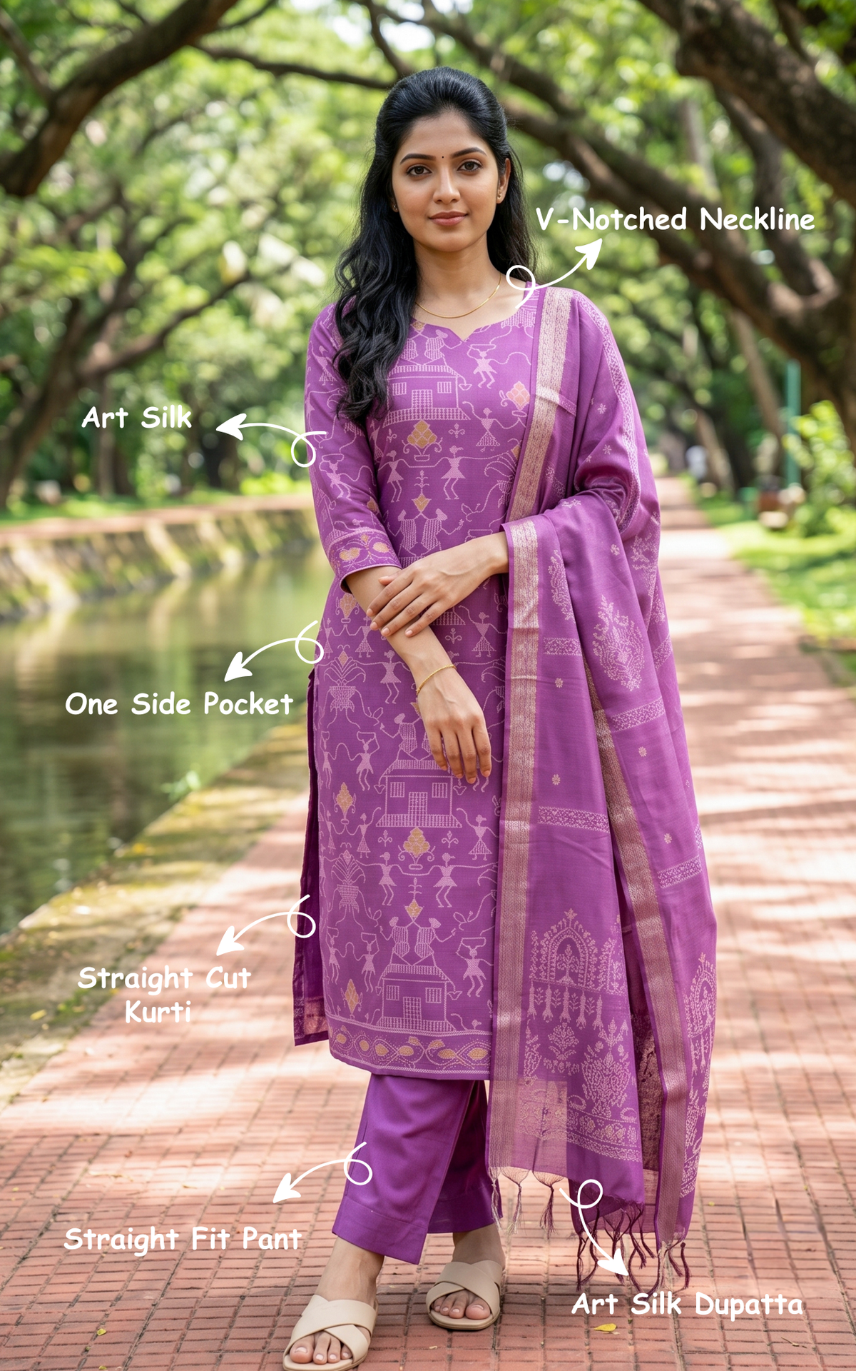 Farhana Violet (Kurti+Pant+Dupatta)