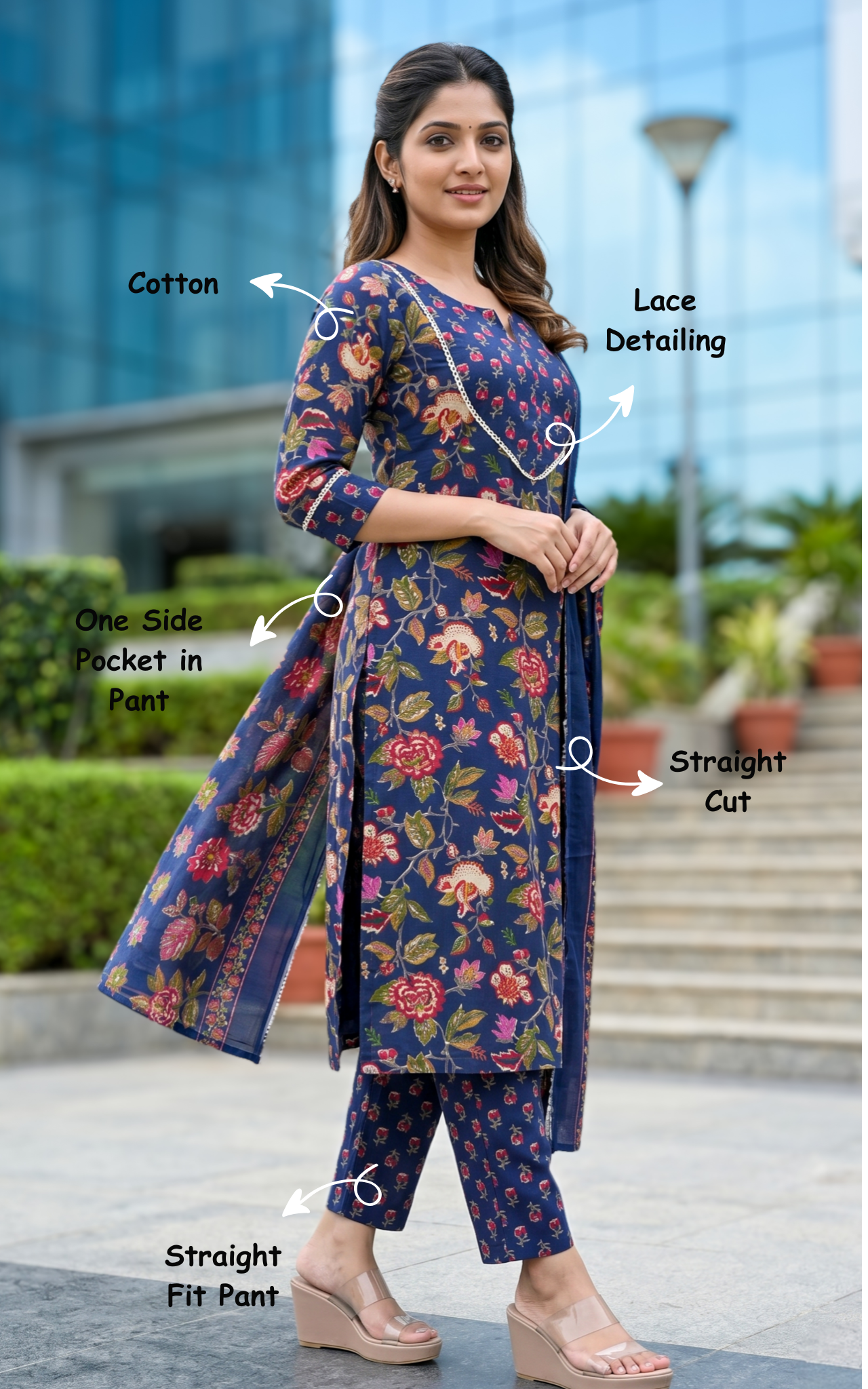 Office wear cotton kurti set
