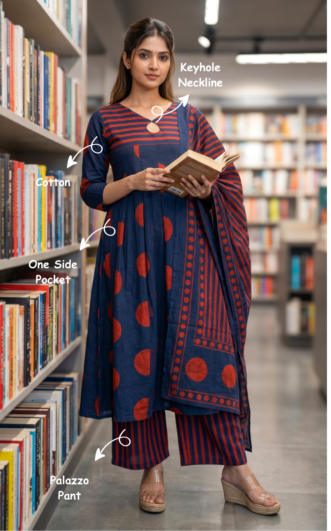 Casual cotton Anarkali set for women