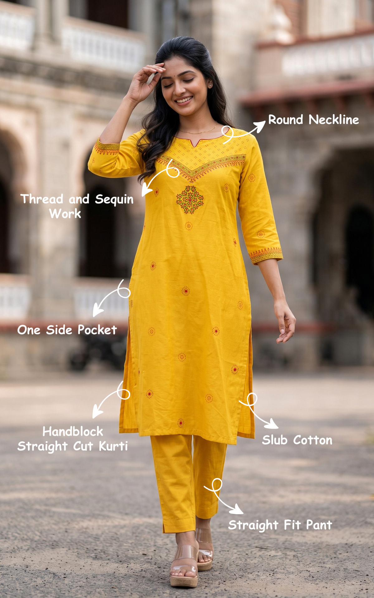 Mazhal Mustard Yelow (Kurti+Pant)