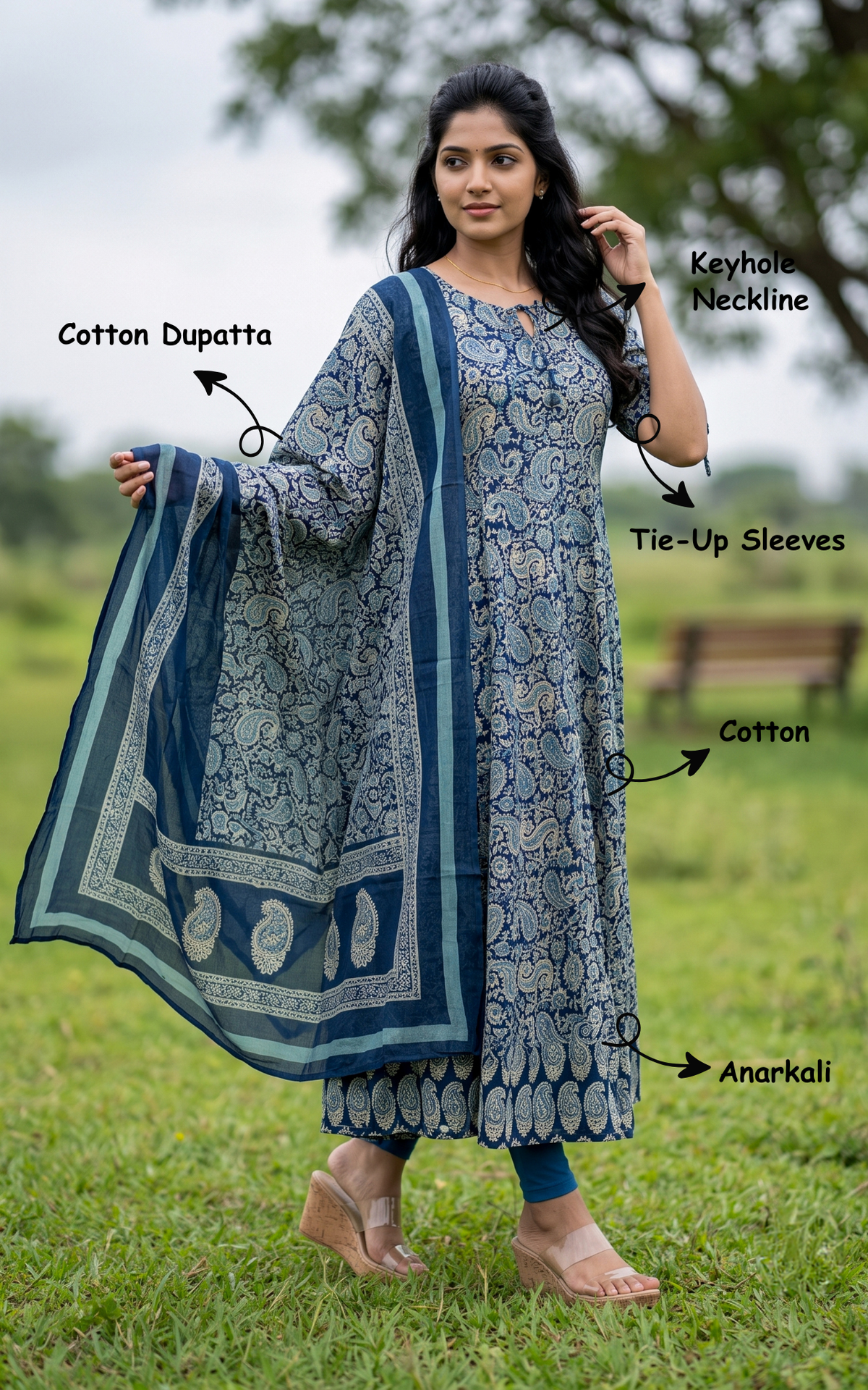 Aadhila Blue (Kurti+Dupatta)