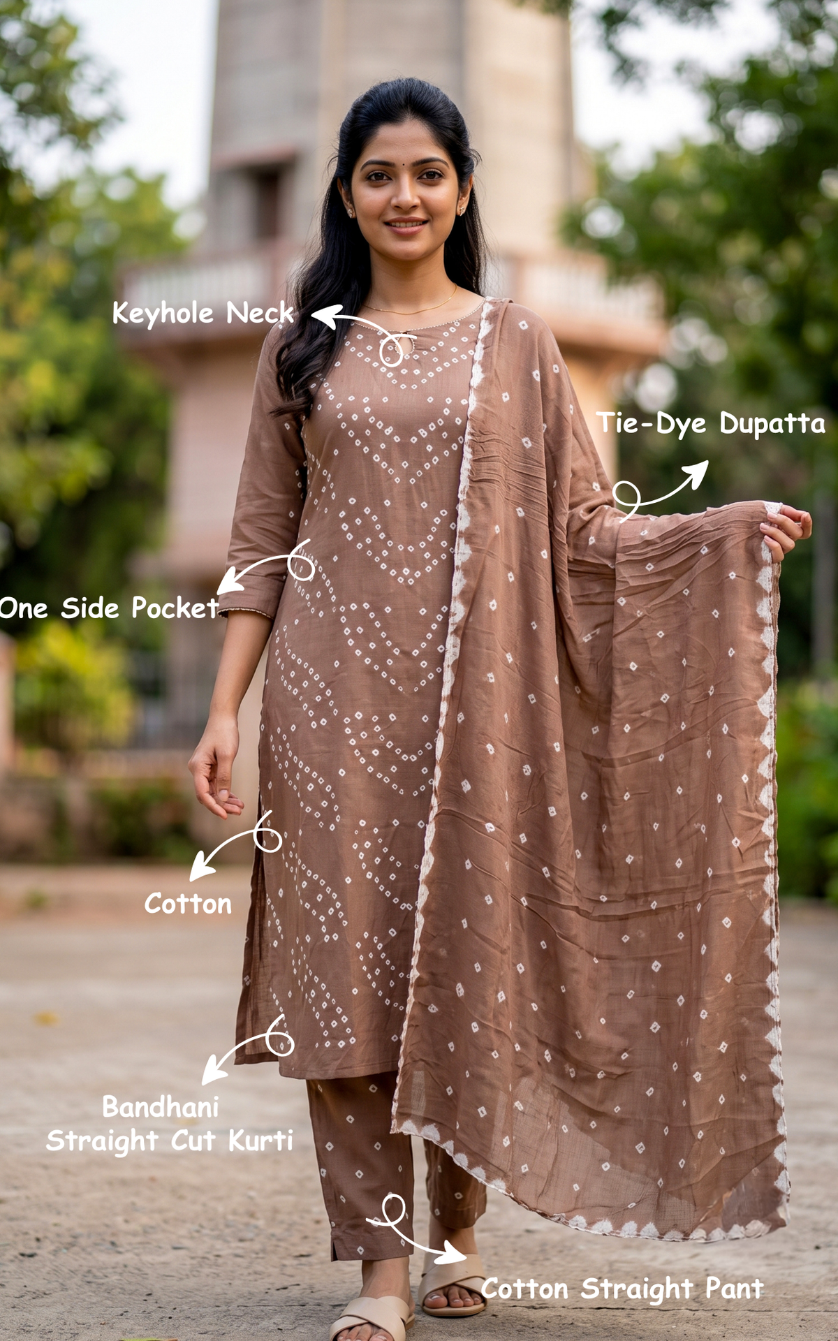 Rithushka Reddish Grey A (Kurti+Pant+Dupatta)