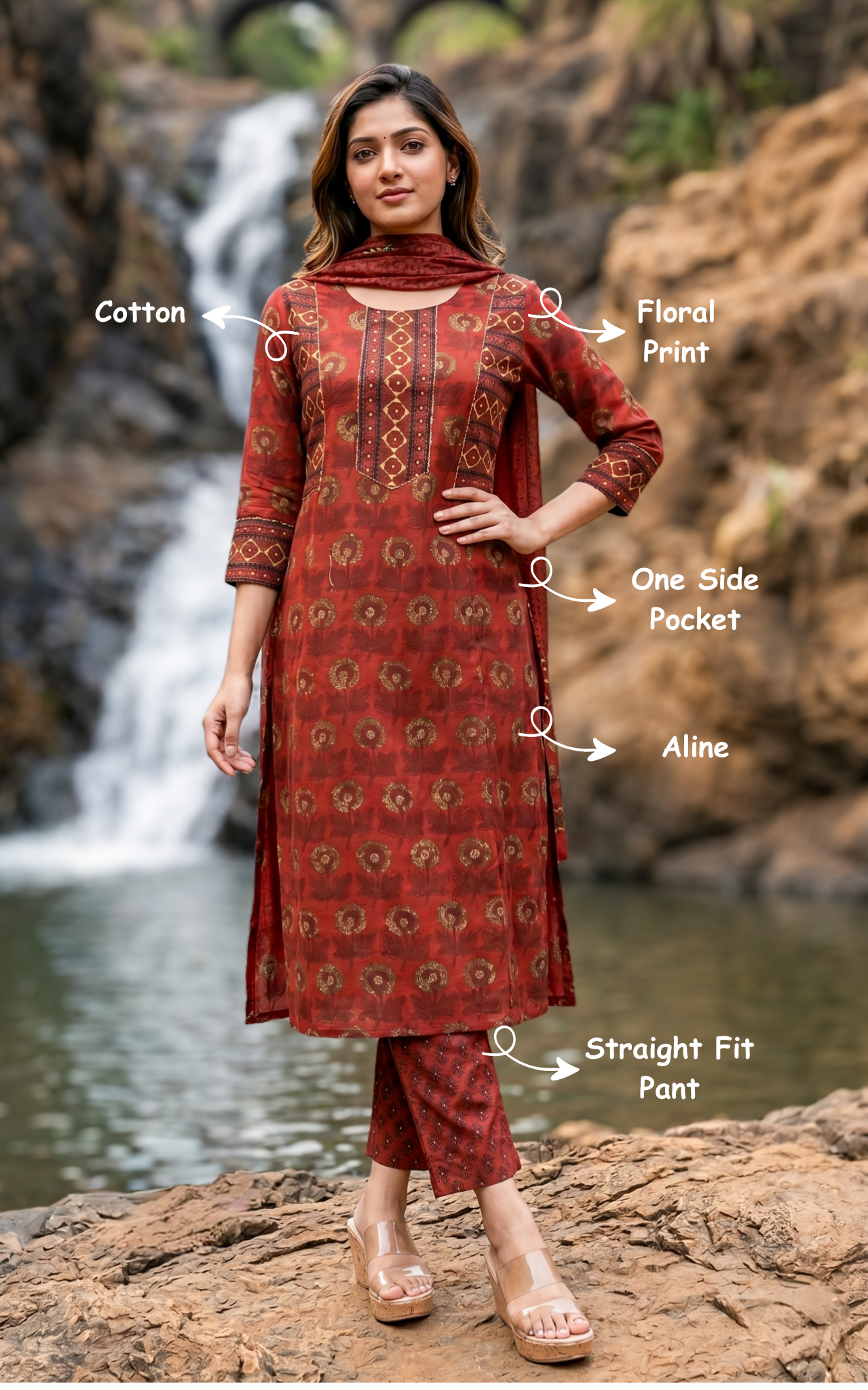 Simple Aline cotton kurti set for women