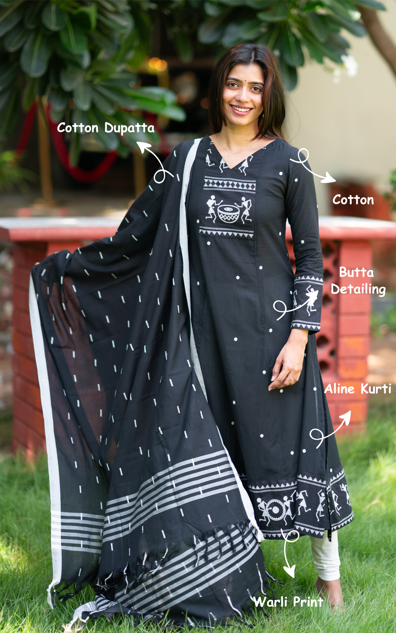 Marudham Black (Kurti+Dupatta)