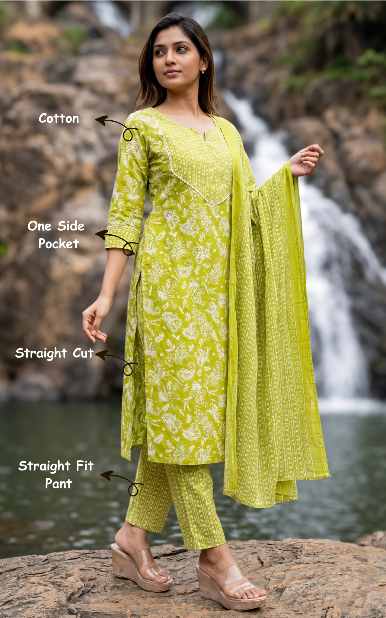 Cotton kurti with matching dupatta for women
