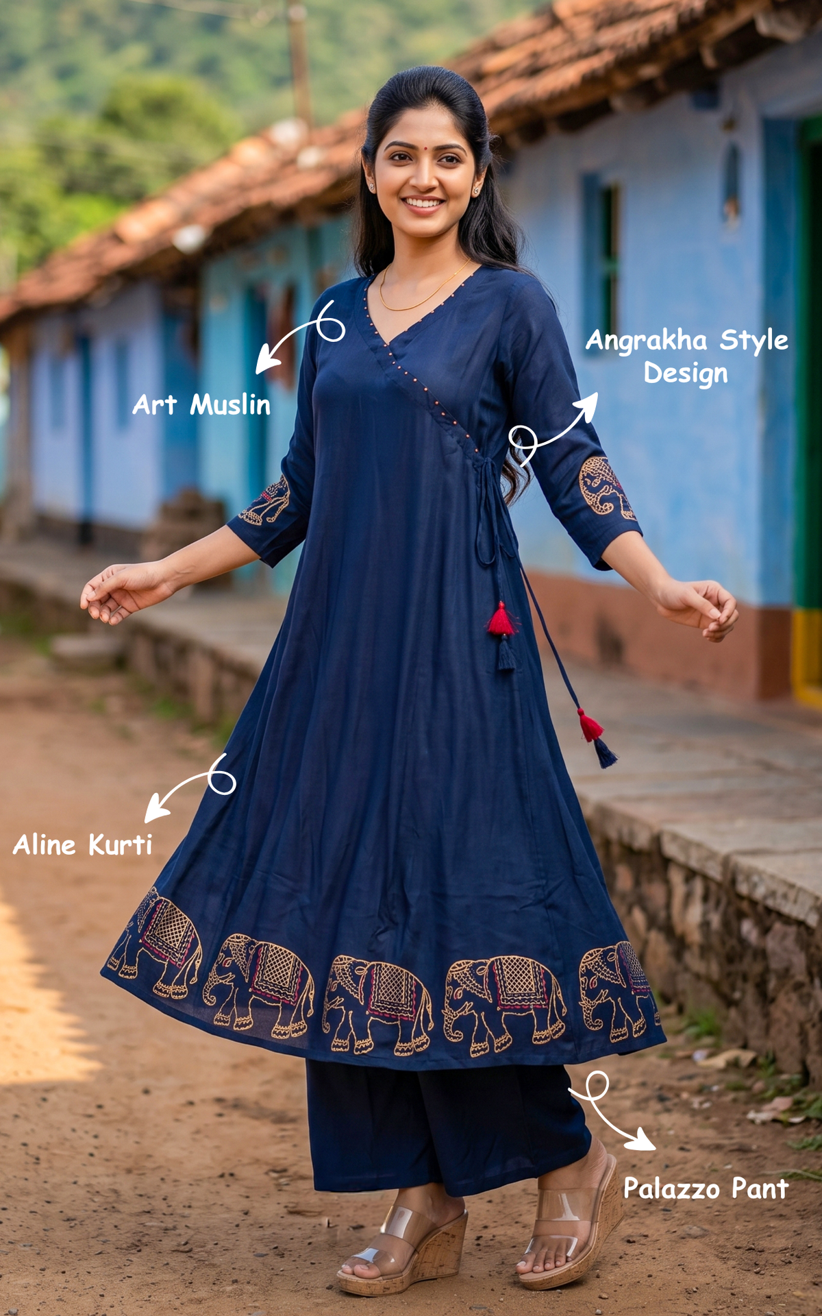 Rubini Navy Blue (Kurti+Pant)