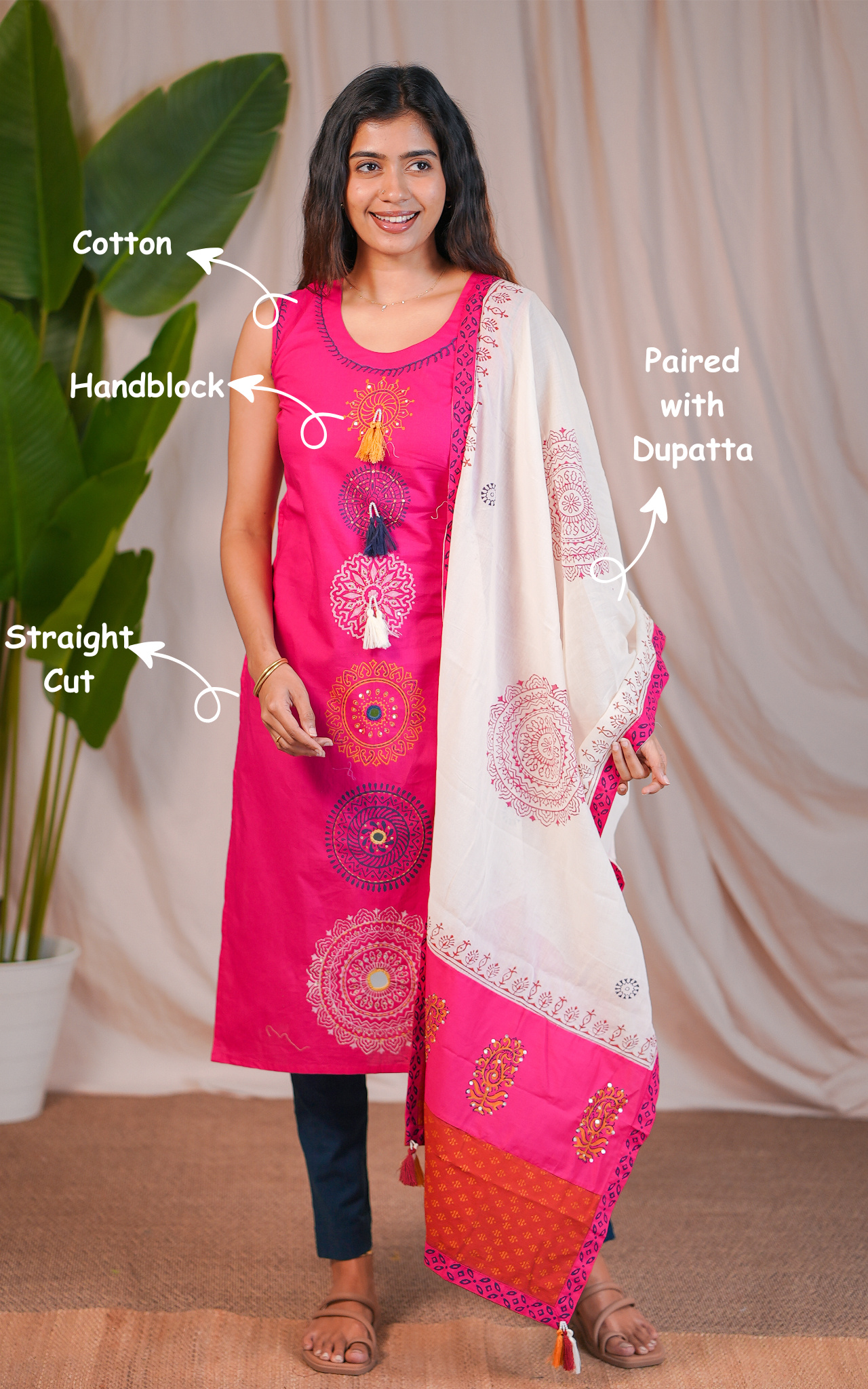 Aurumaya A Handblock (Kurti+Dupatta)