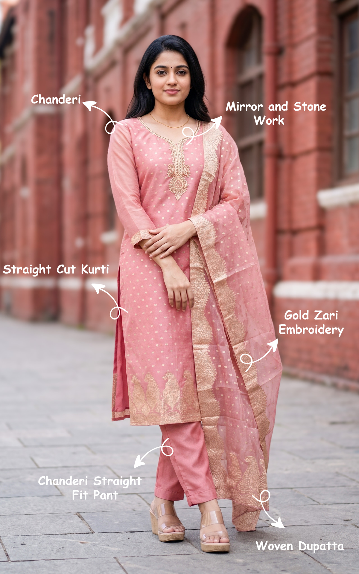 Instore – Adhishree Kurti Pant Dupatta Set for Women – Cotton – Printed – Ethnic Wear
