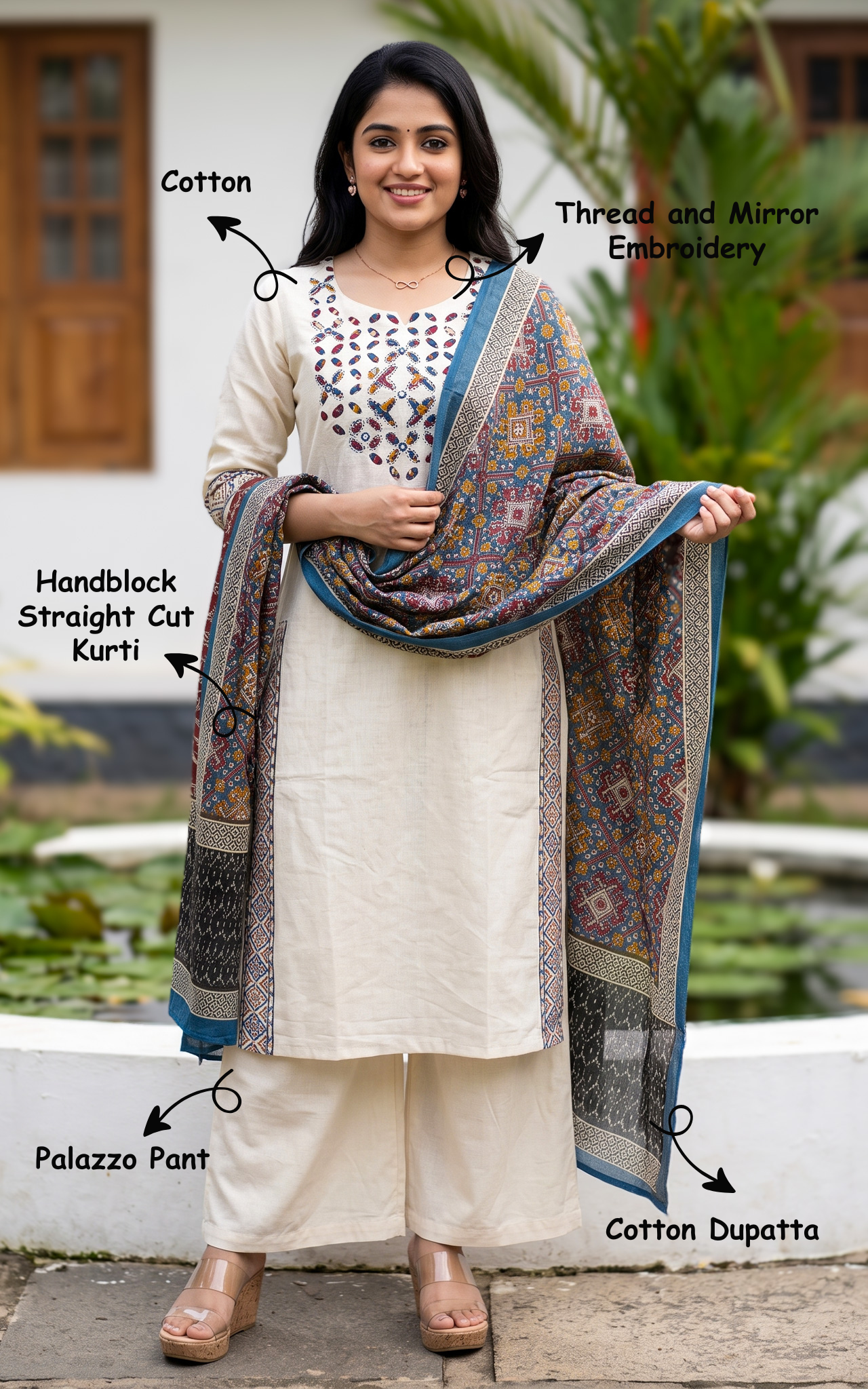 Viviana Handblock A (Kurti+Pant+Dupatta)