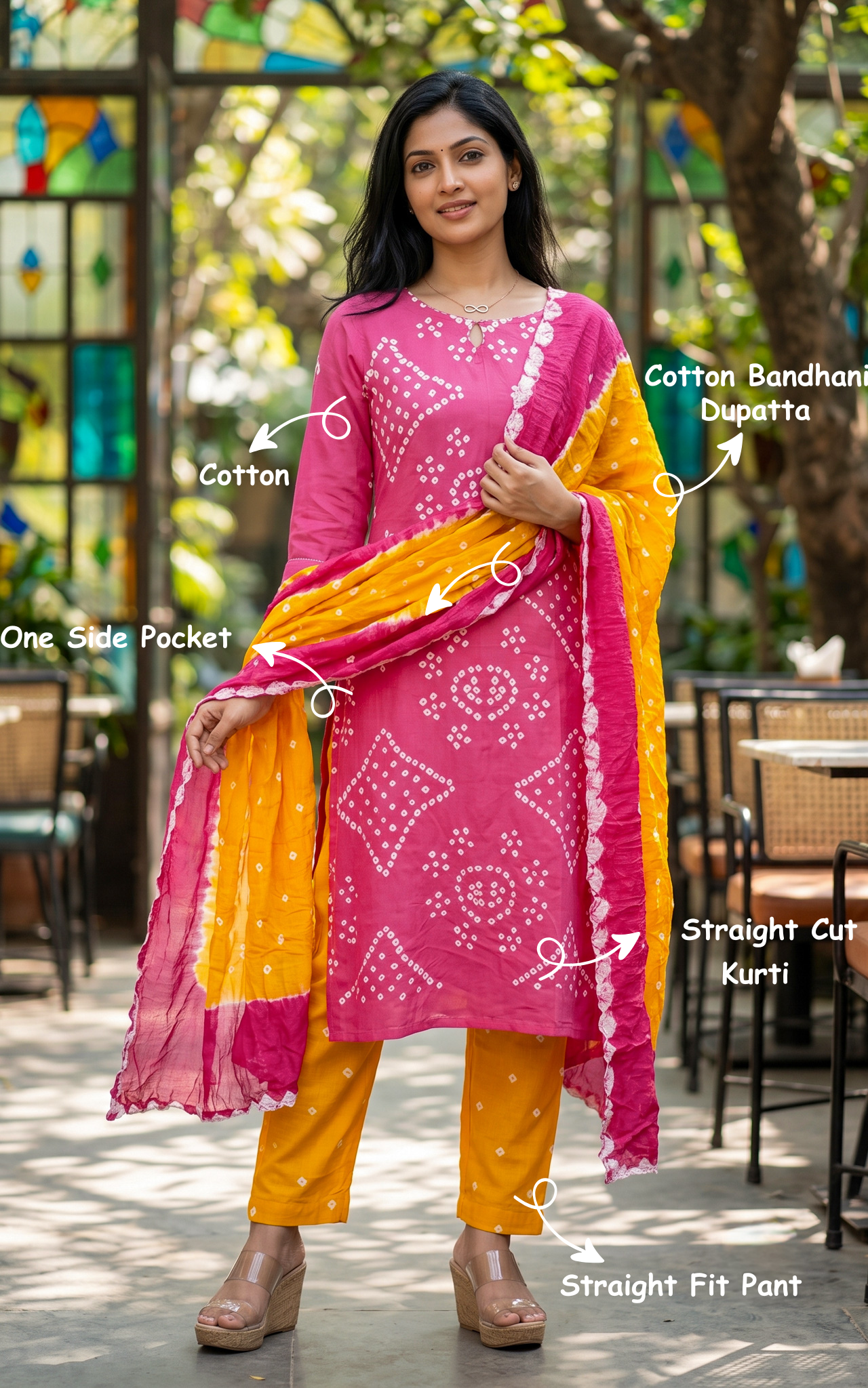 Rithushka Pink (Kurti+Pant+Dupatta)