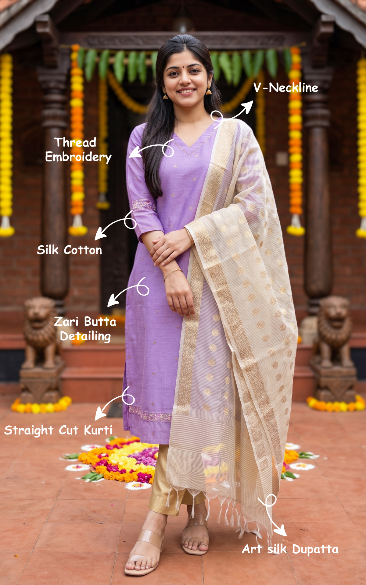 Yazhmika Lavender (Kurti+Dupatta)