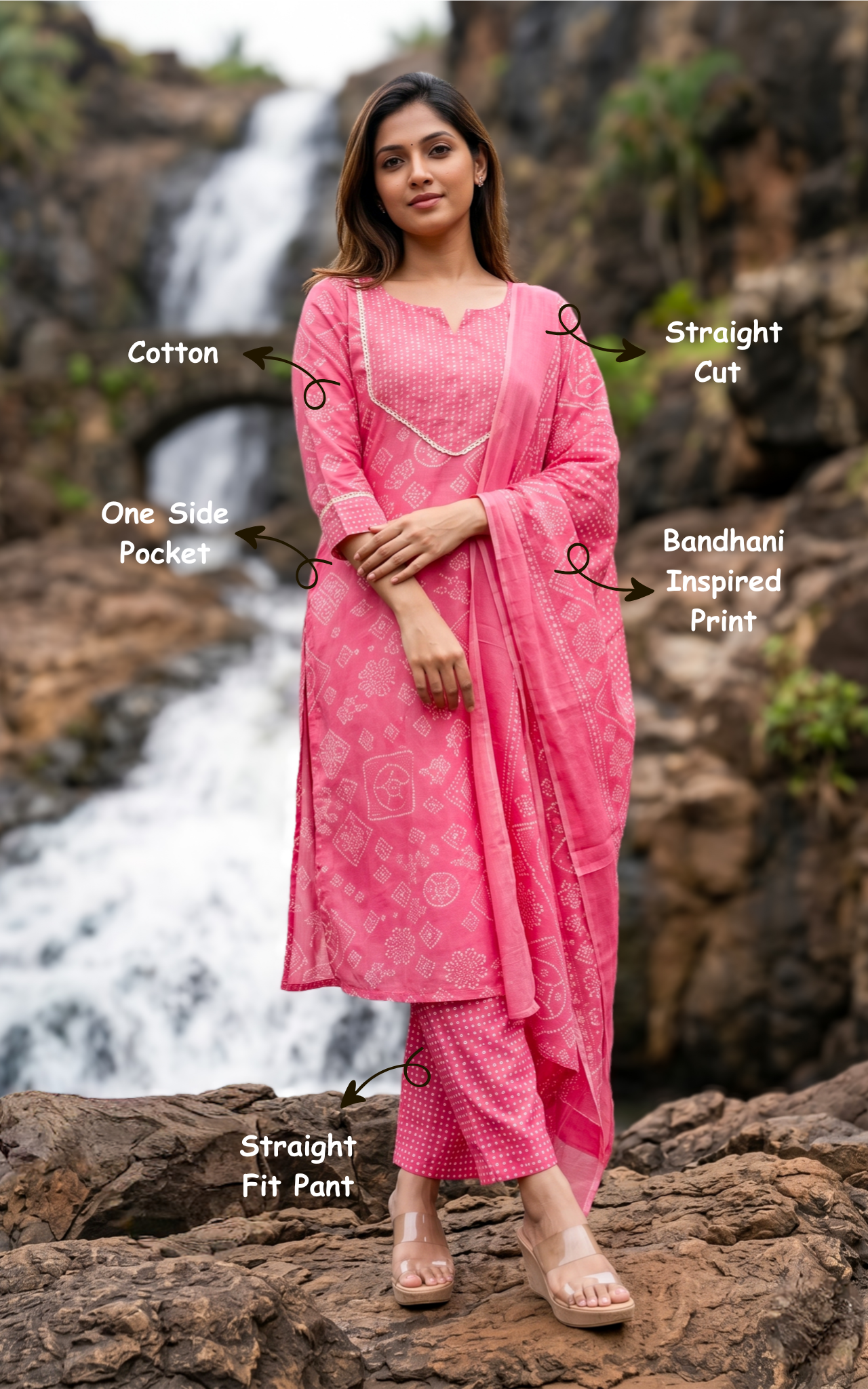 Ethnic cotton kurti with pant set for women