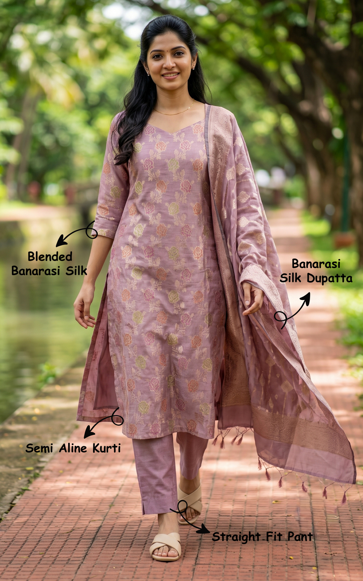 Gnanika Mauve (Kurti+Pant+Dupatta)