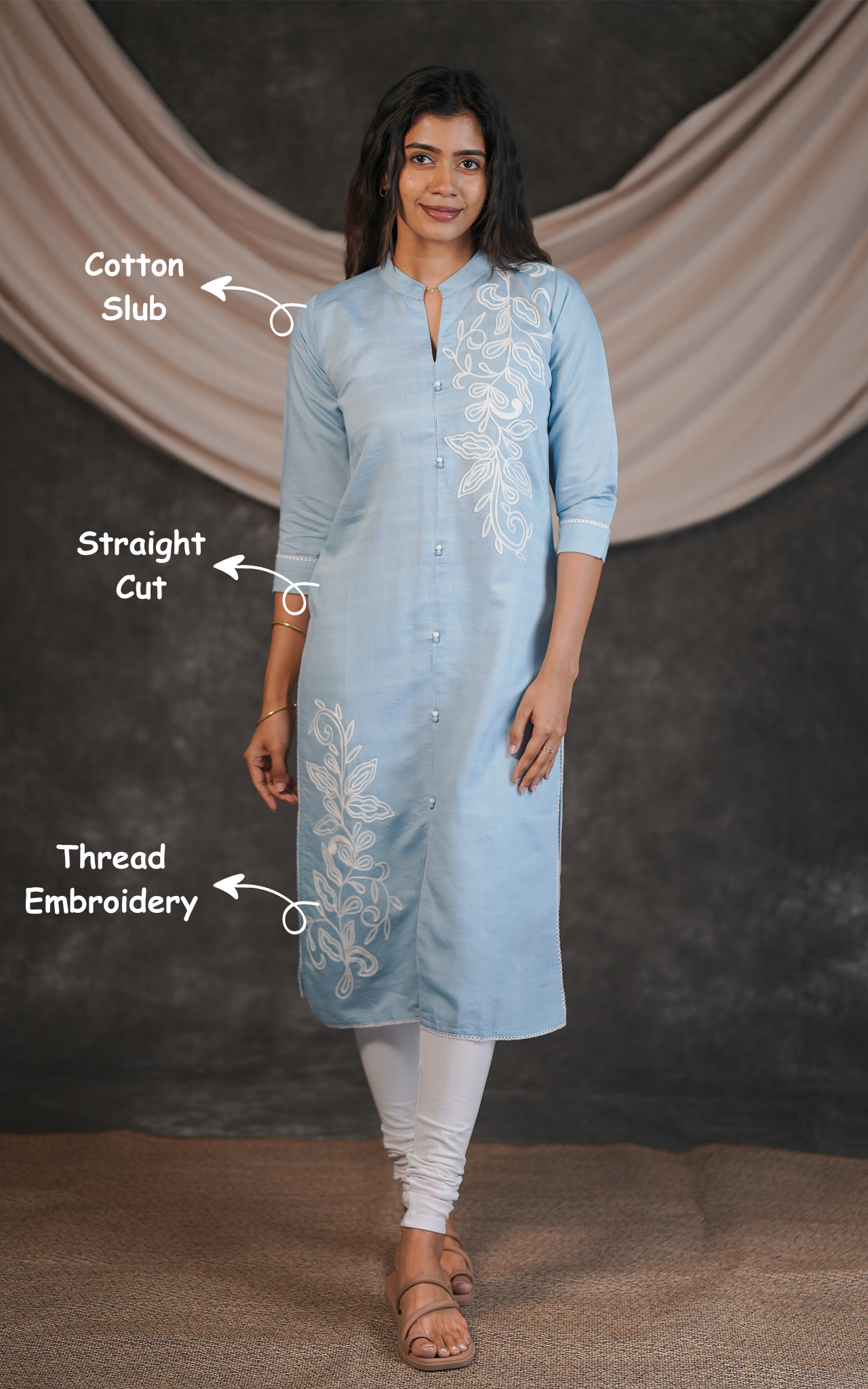 Breathable cotton slub summer kurti for women