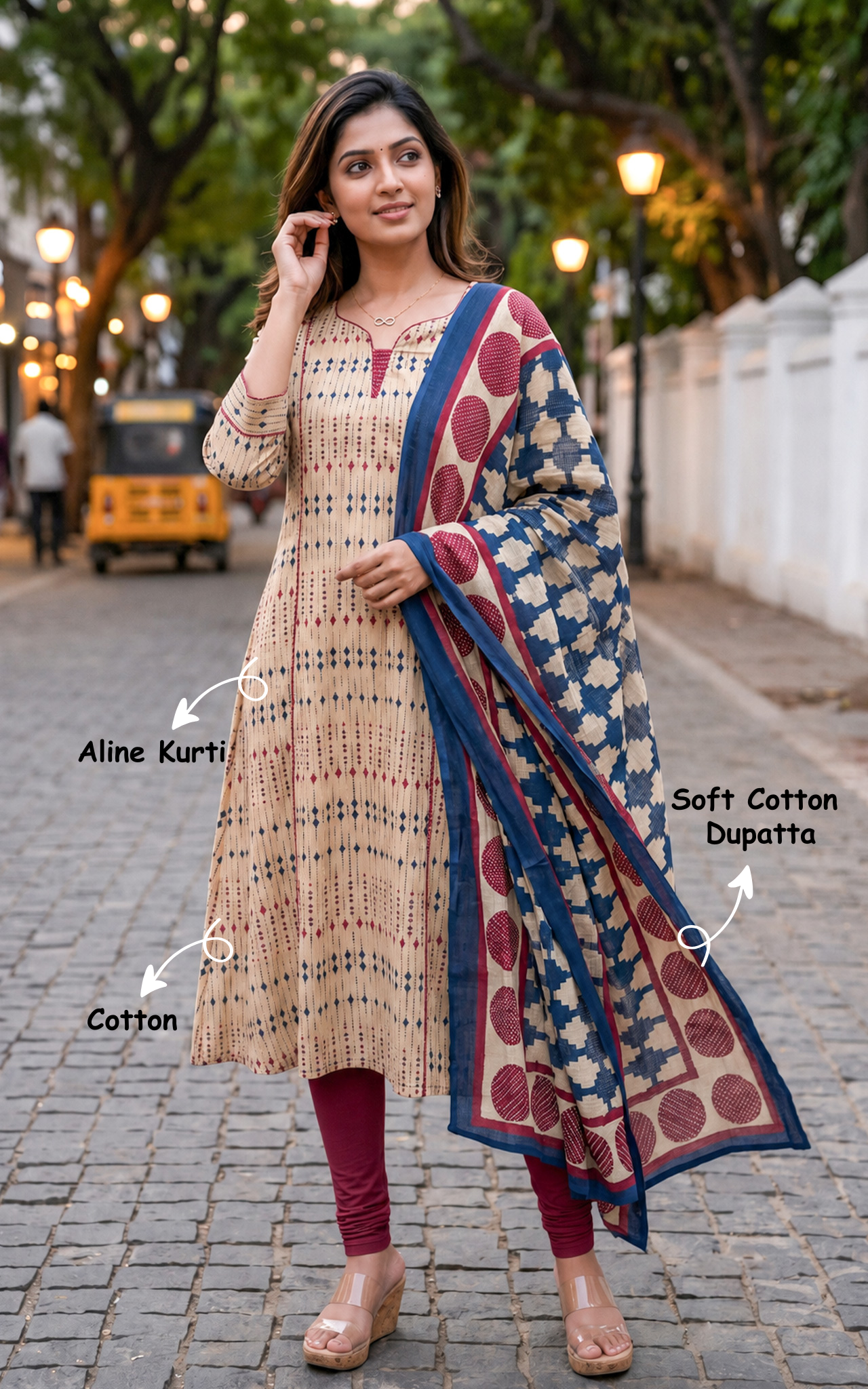 Shrithika Blue (Kurti+Dupatta)