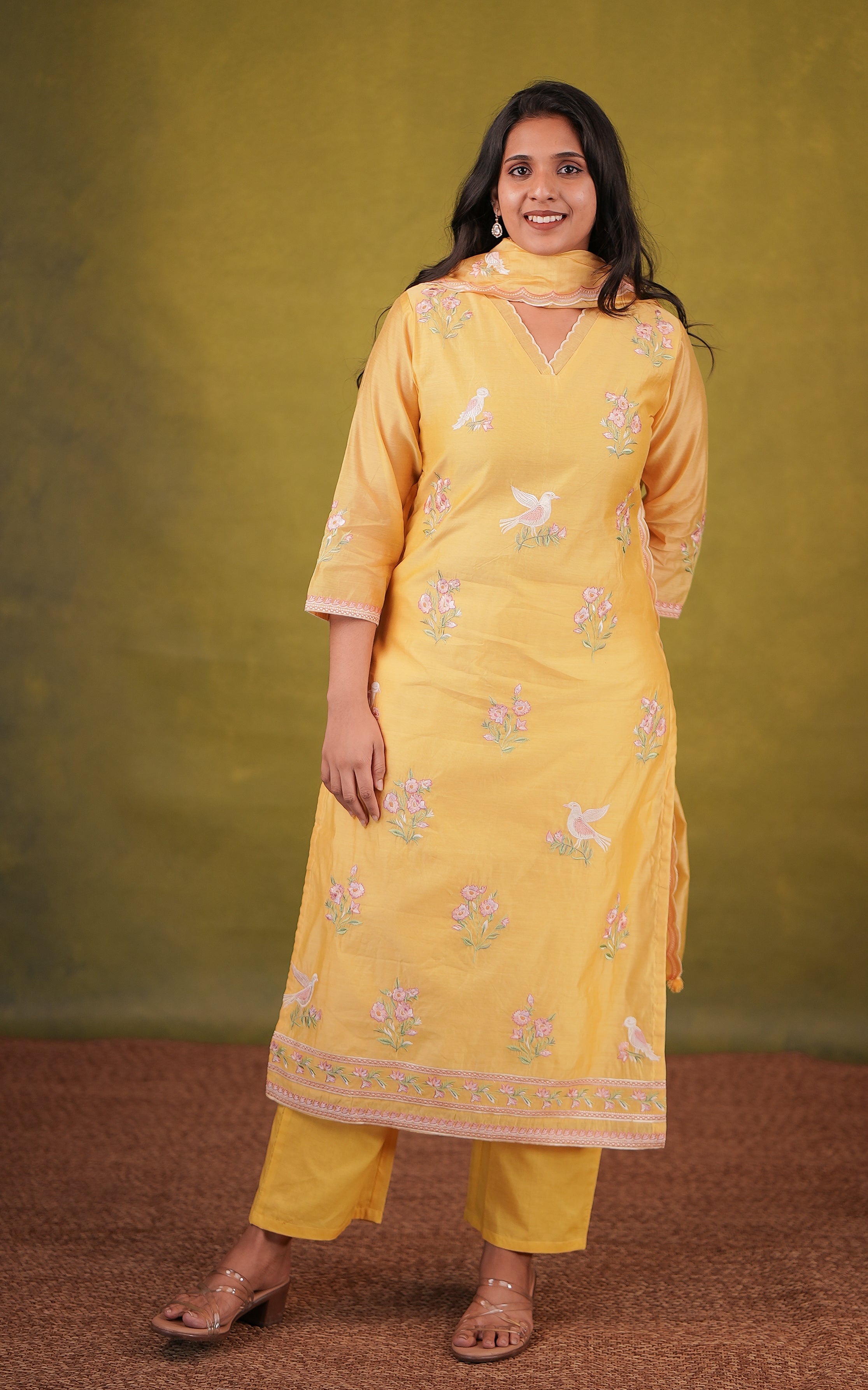 Art silk straight cut kurti sets