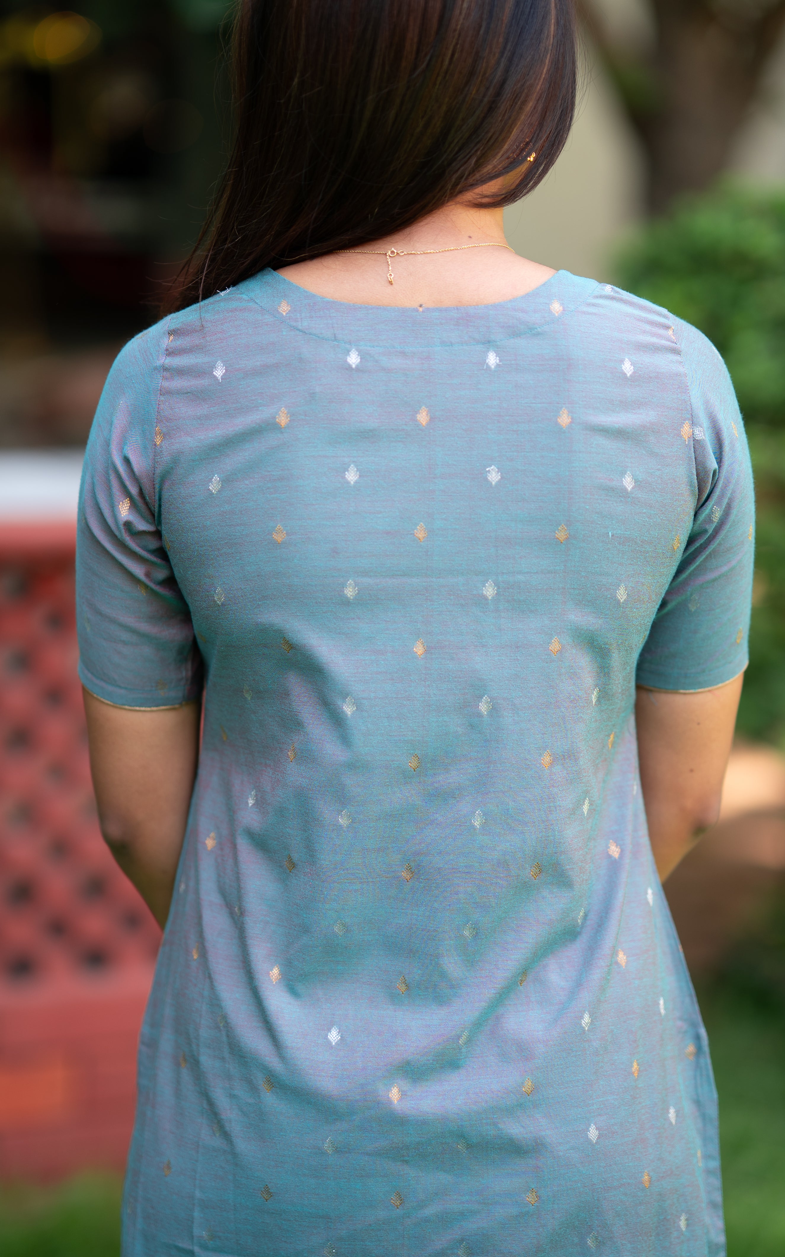 Bluish Grey Soft Silk Cotton Designer Straight Cut Kurti for Women