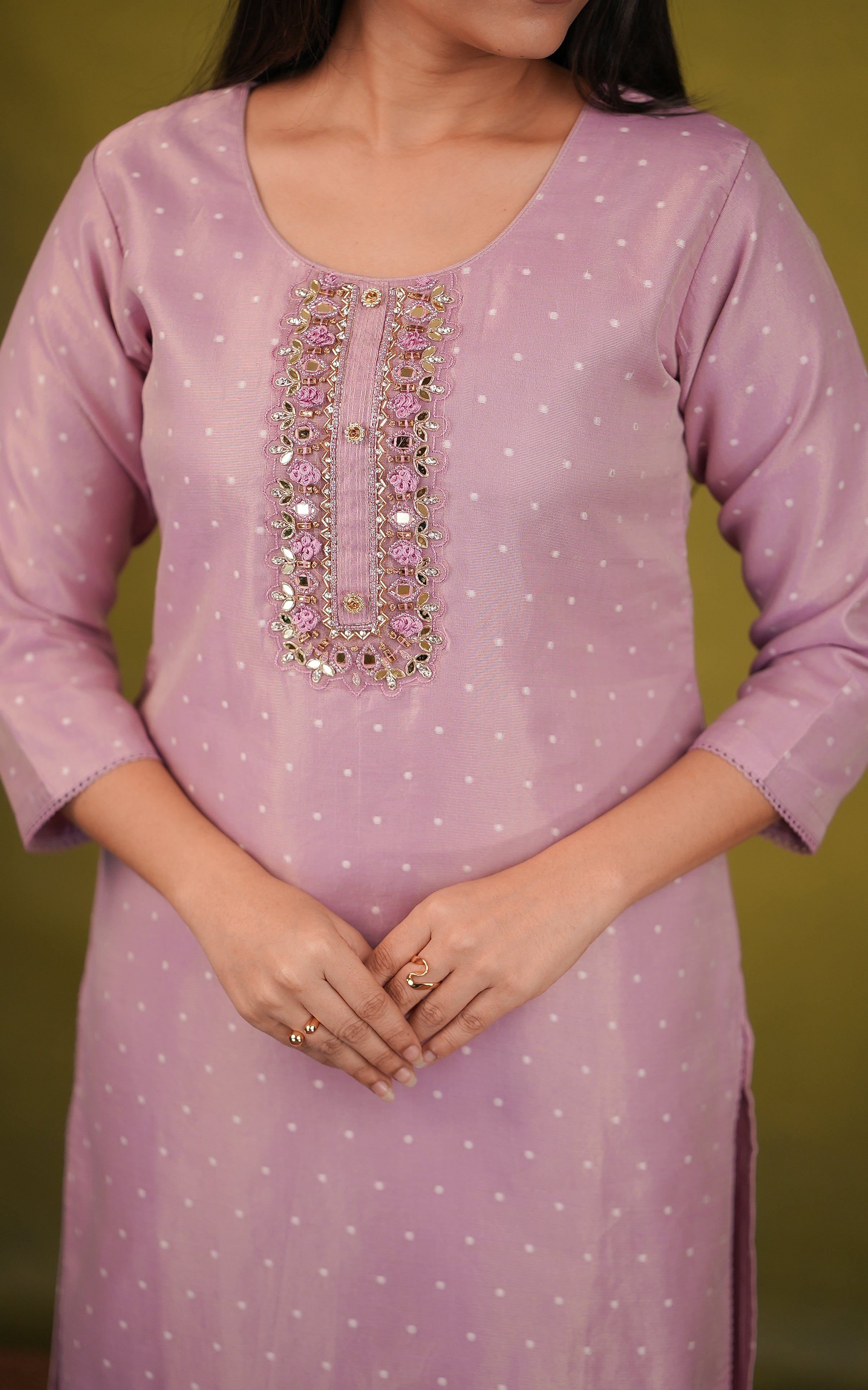  Straight Cut  kurti with 3/4 sleeves