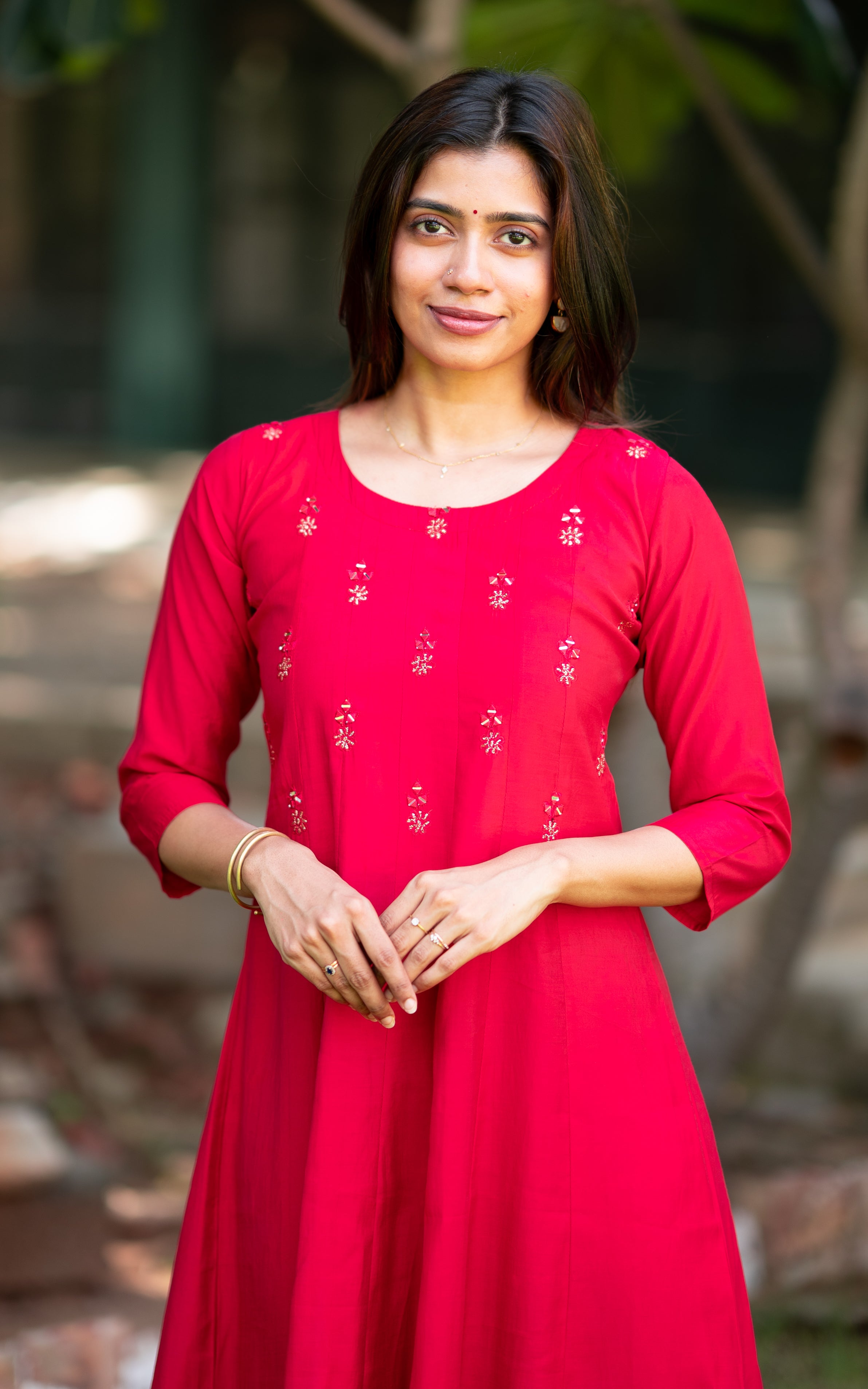 Pink Art Silk Casual Wear Anarkali Kurti for Women