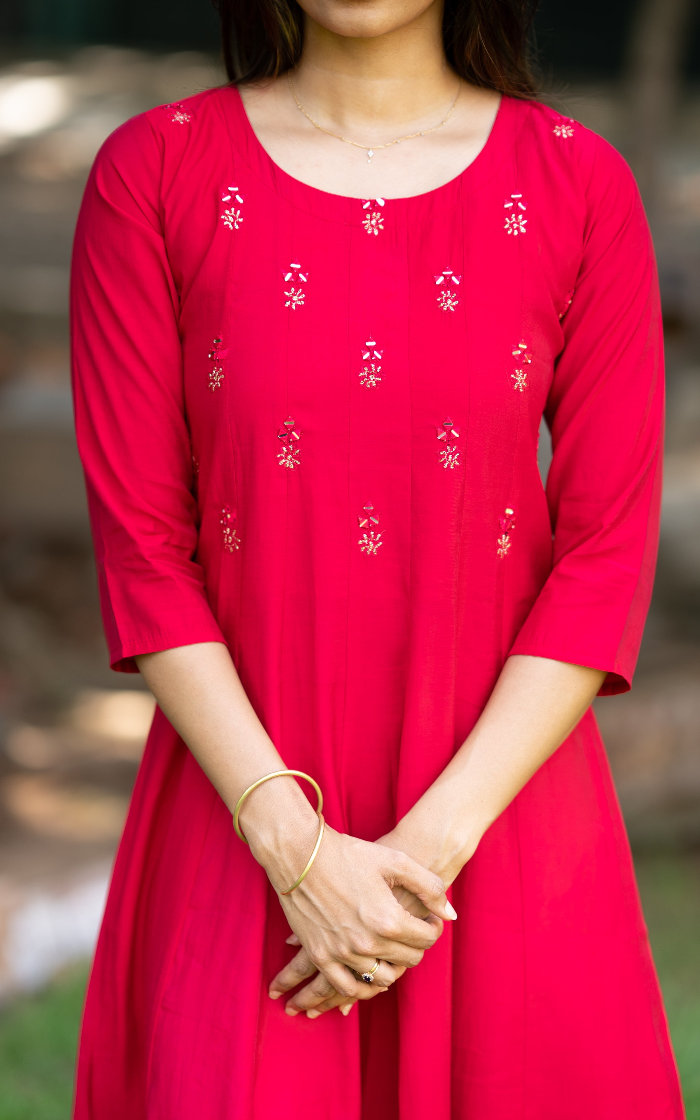 Pink Art Silk Ethnic Wear Anarkali Kurti for Women