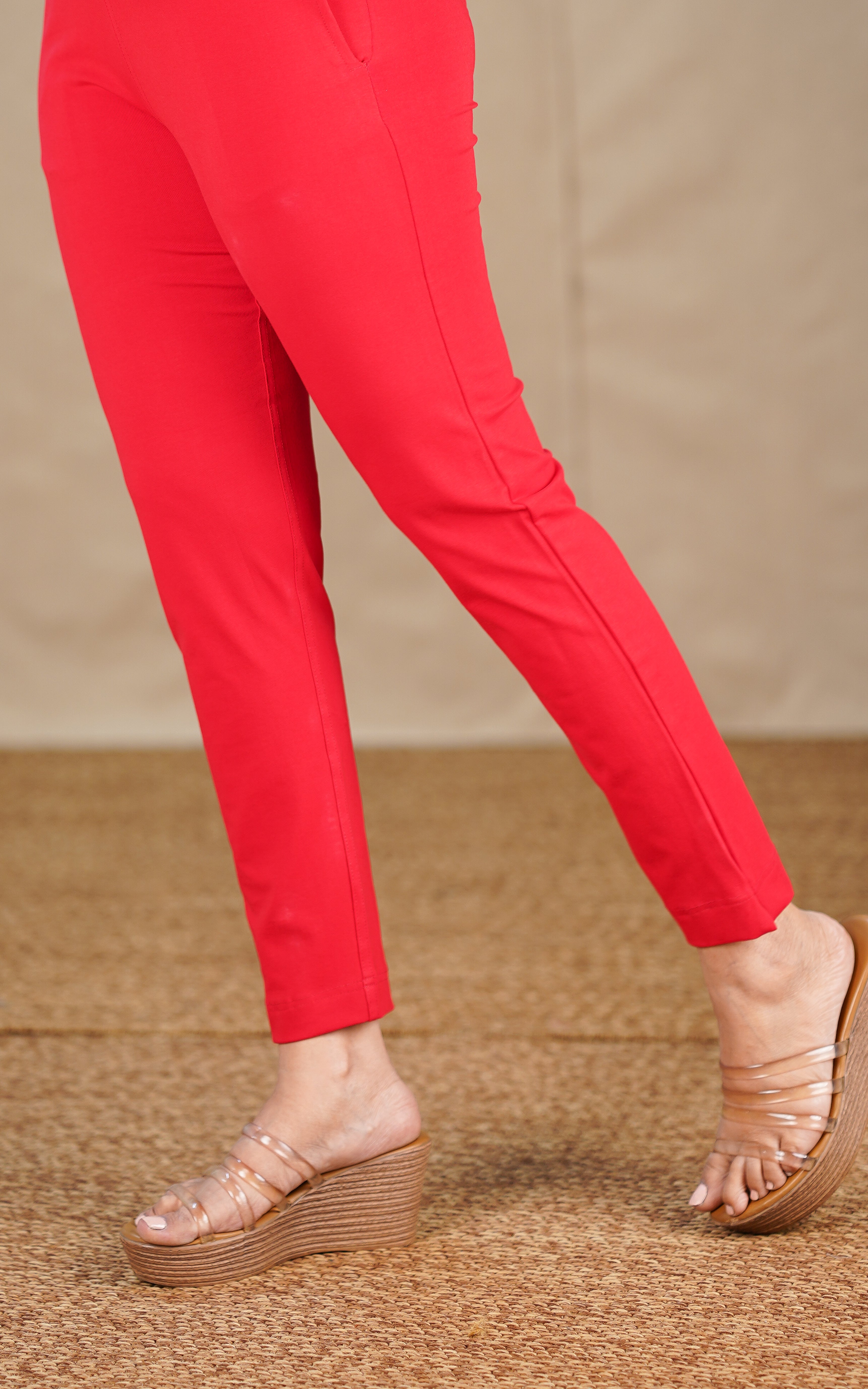 Straight Fit Stretchable Pant Red MIX N MATCH instore