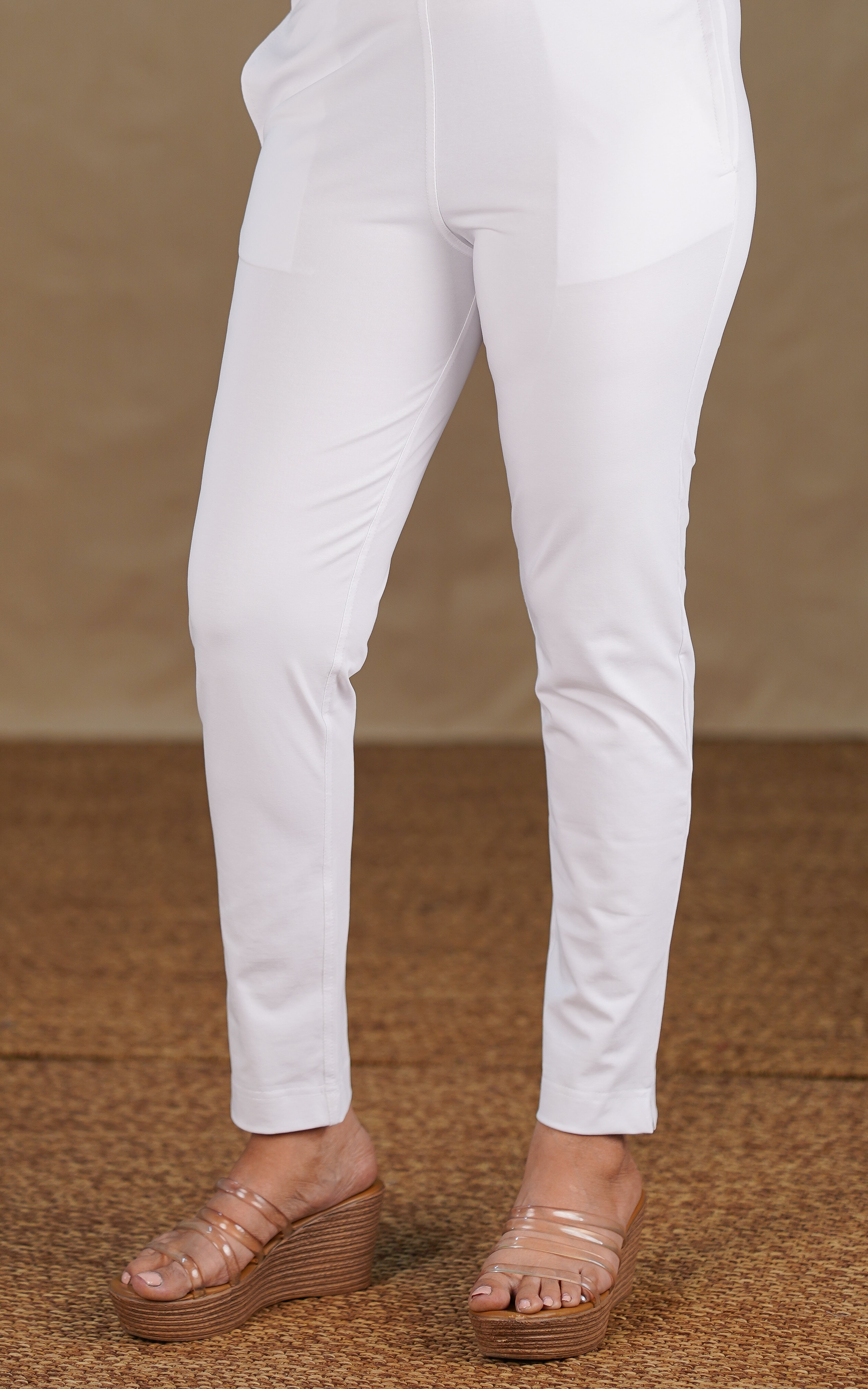Straight Fit Stretchable Pant White