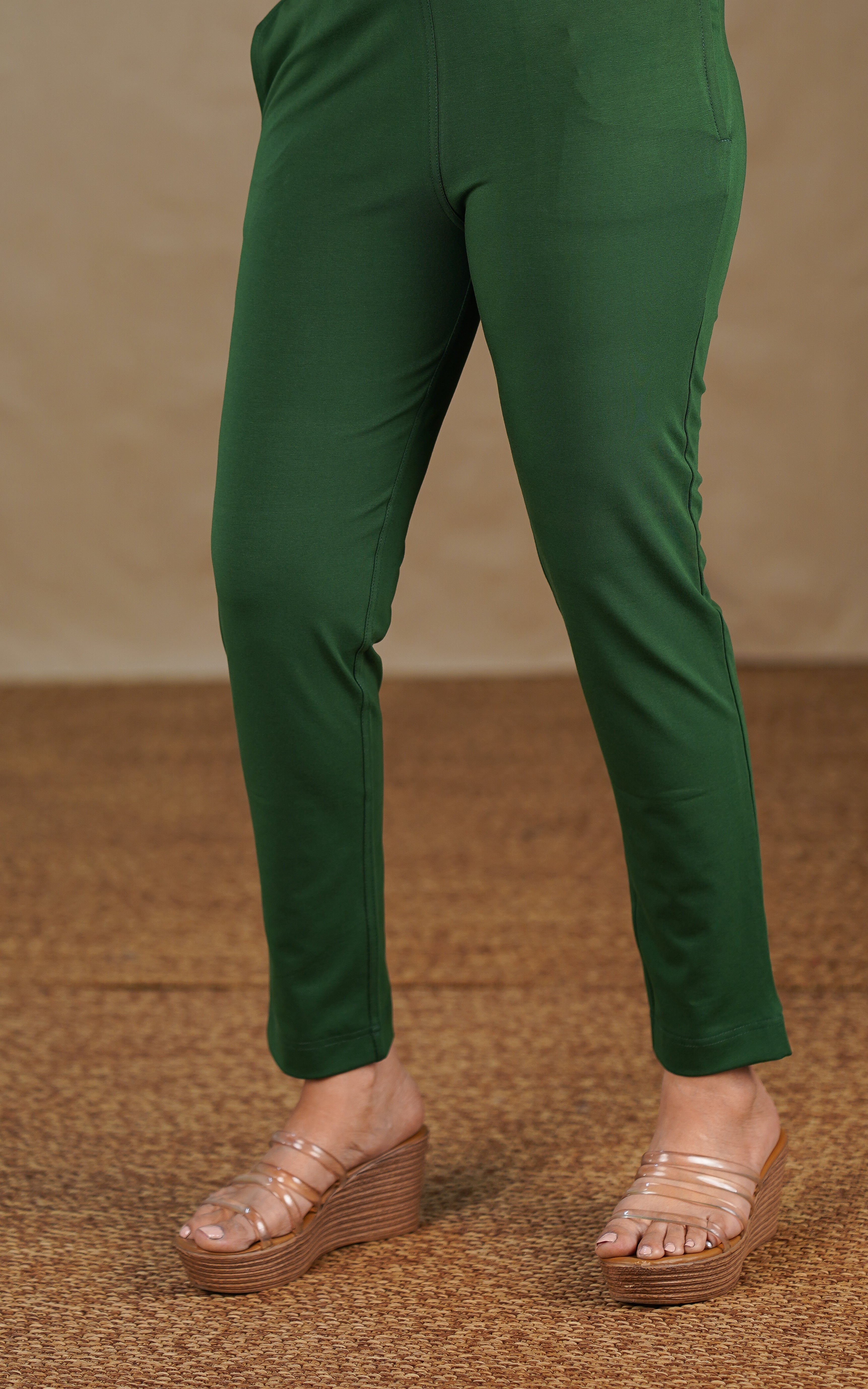 Straight Fit Stretchable Pant Dark Green