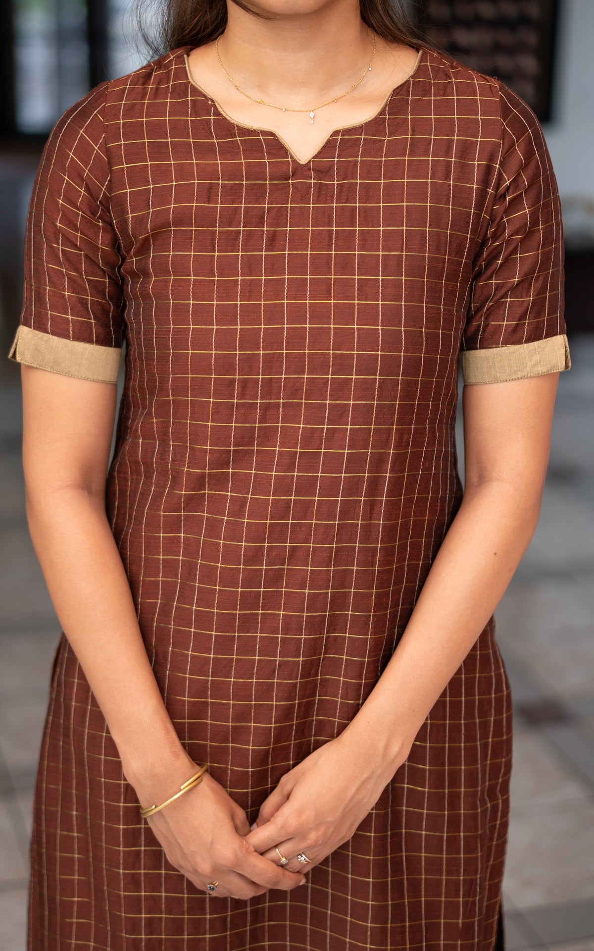 Instore – Brown Dharmika Kurti Set for Women – Cotton – Casual Wear – Ethnic Wear