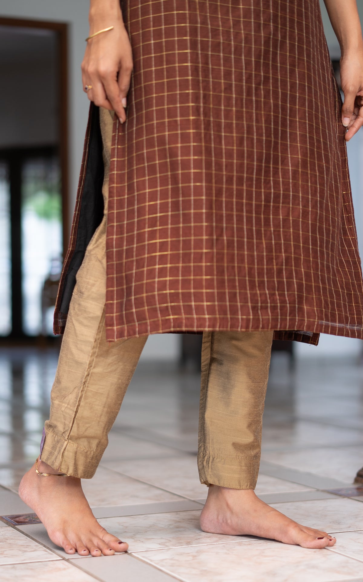 Instore – Brown Dharmika Kurti Set for Women – Cotton – Casual Wear – Ethnic Wear