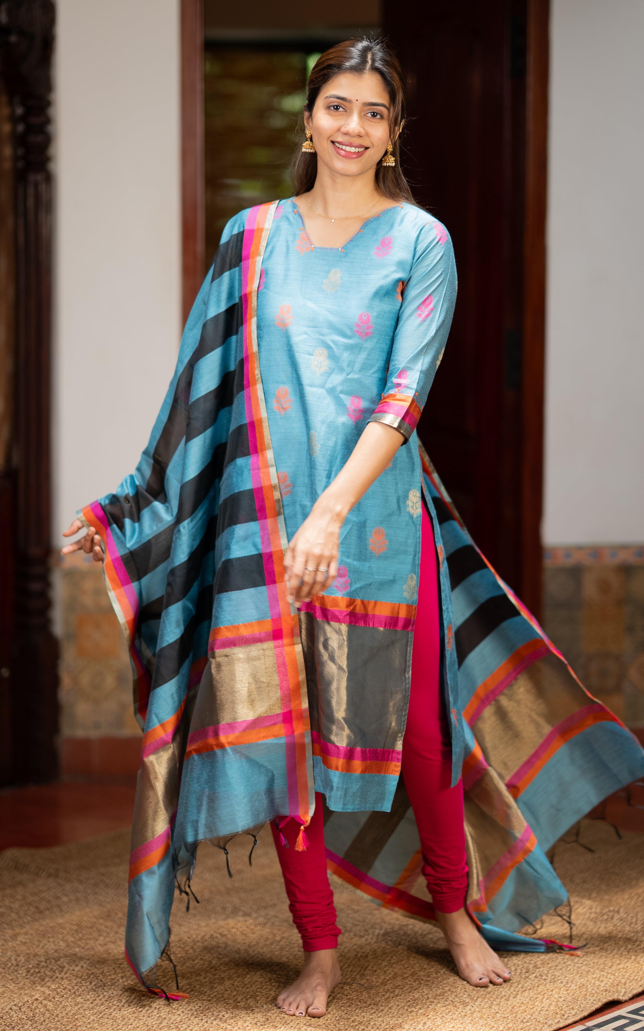 Nalavenba Blue (Kurti+Dupatta)