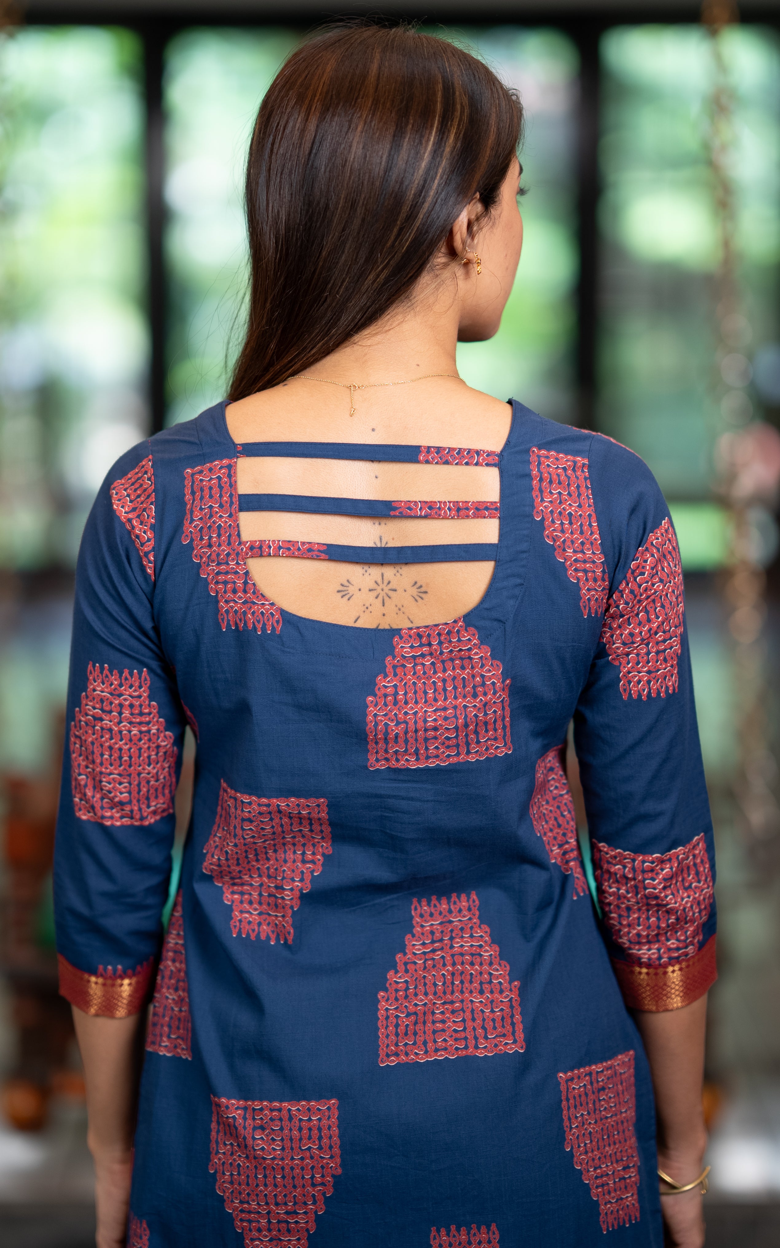 Blue Cotton Designer Kurti with Dupatta for Women
