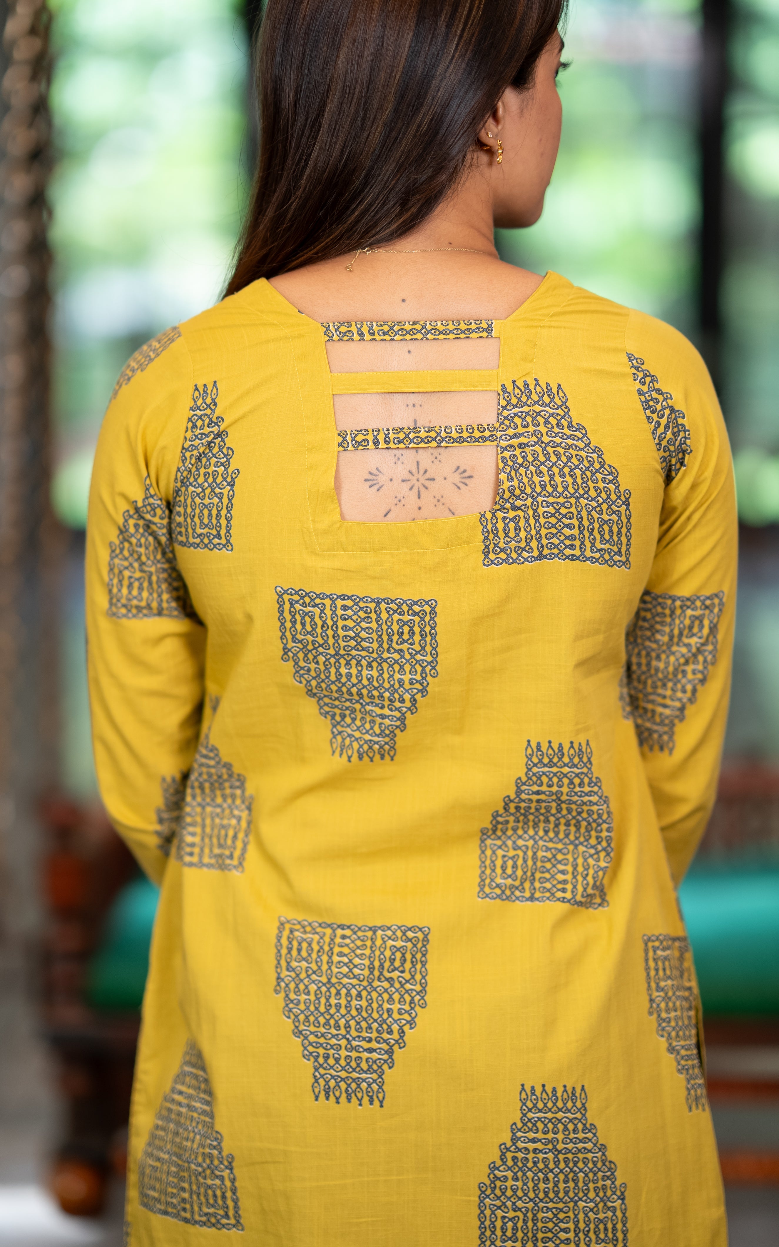 Yellow Cotton Designer Kurti with Dupatta for Women