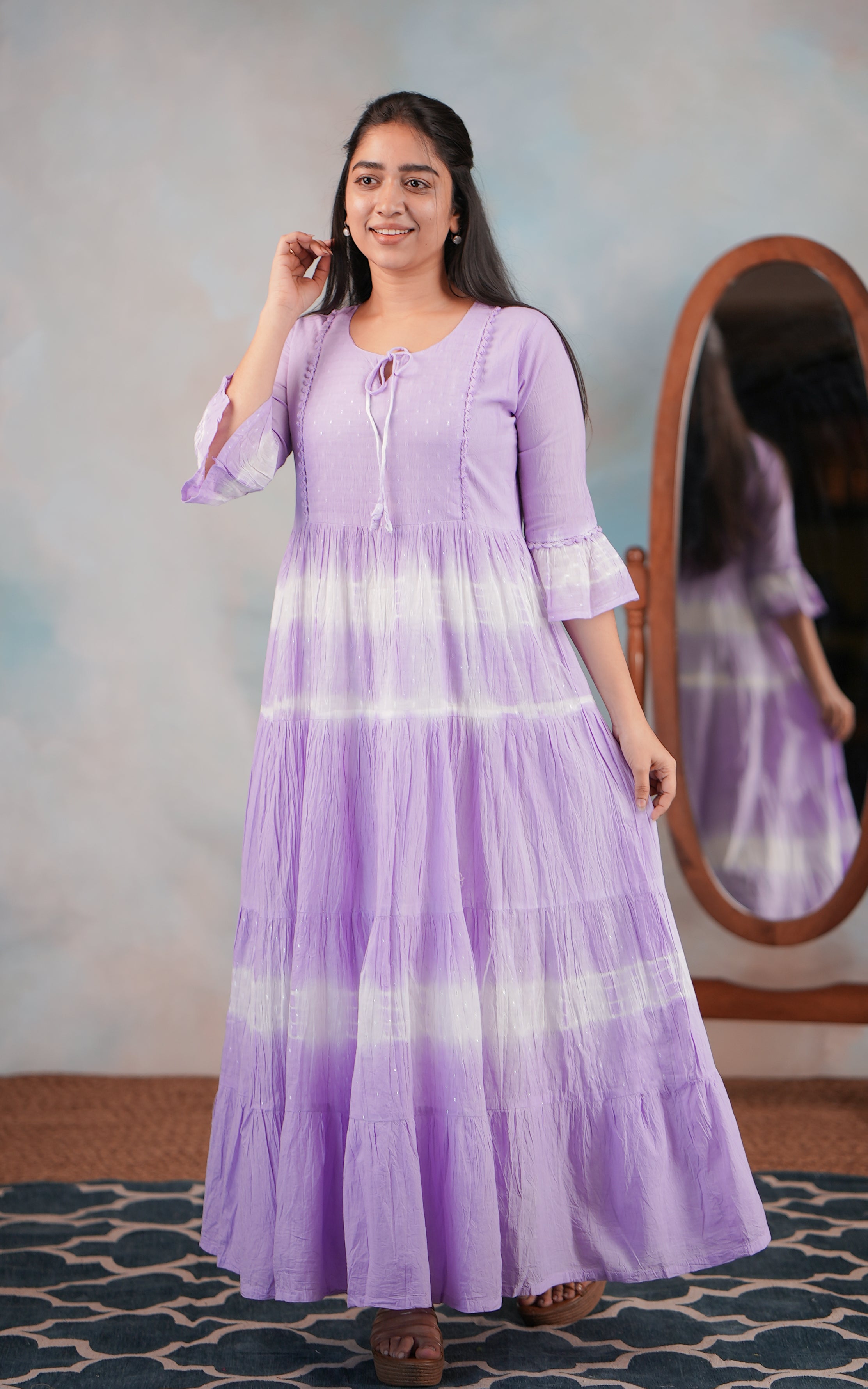 Indo Western Maxi with Delicate Eyelet Lace Detailing