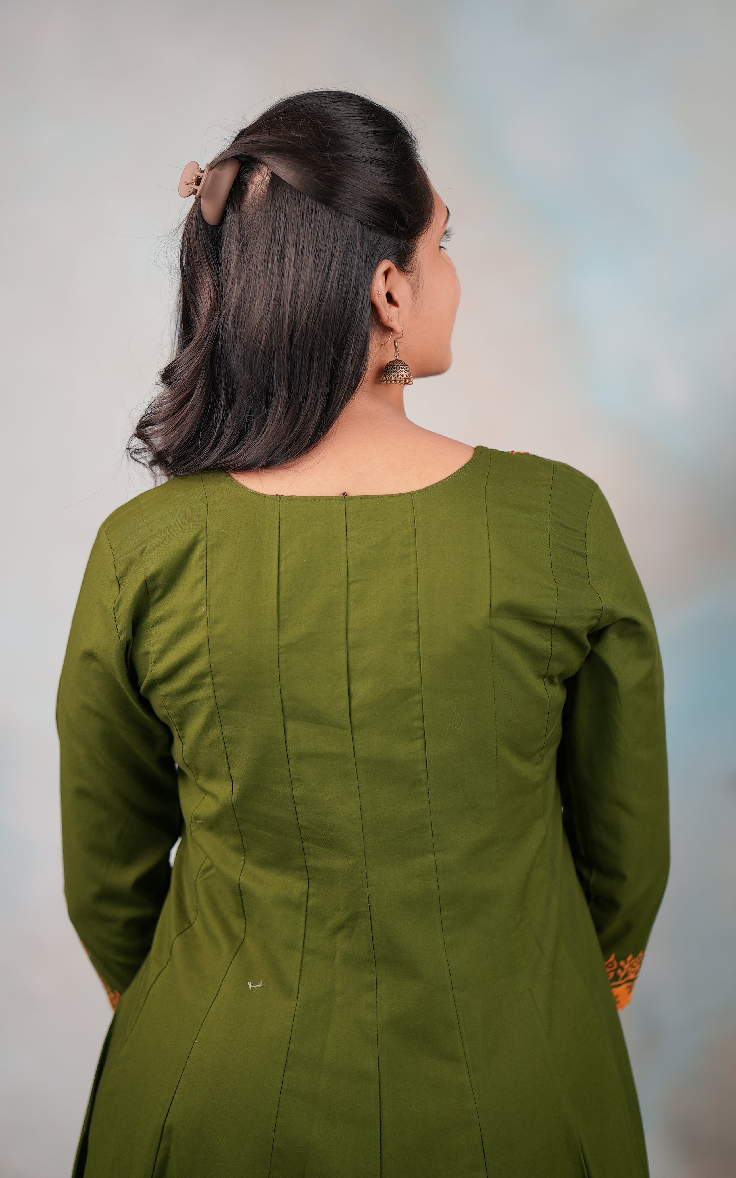 green kurti with dupatta set for women