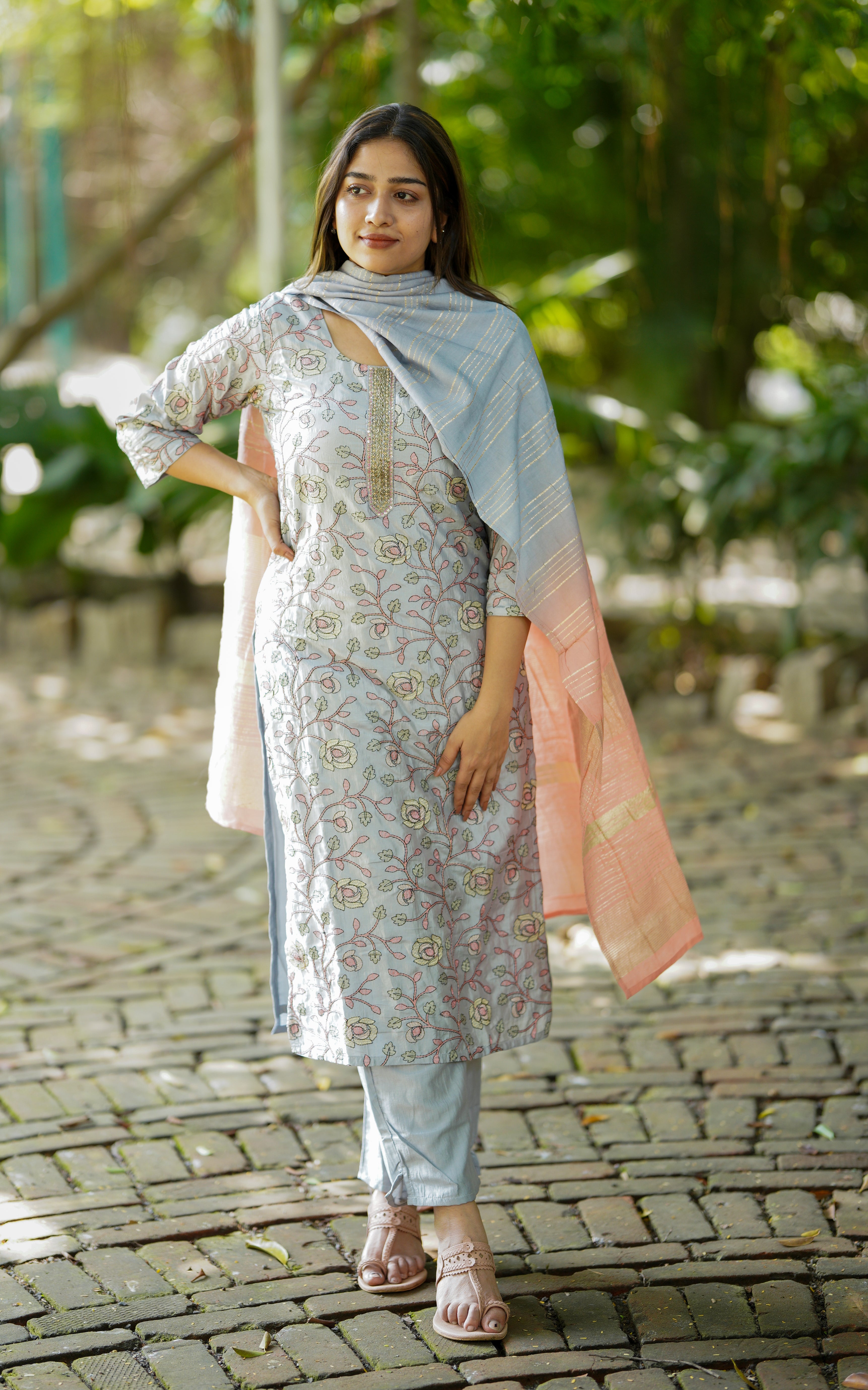 Readymade Printed Cotton Kurta | Matching leggings, Long sleeve dress,  Printed cotton
