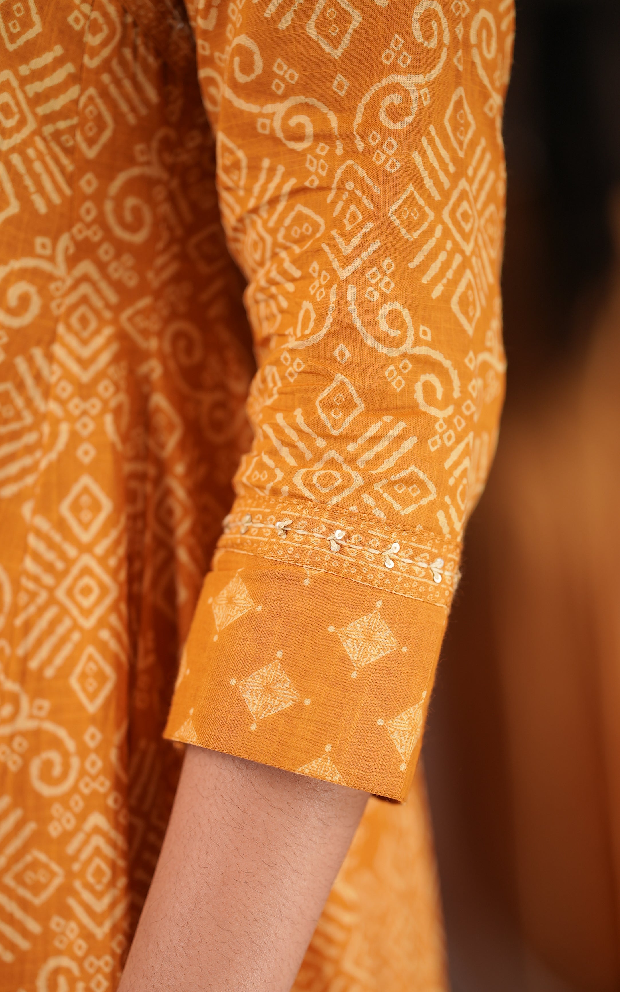 Ethnic Mustard Yellow Cotton Anarkali Kurti For Women
