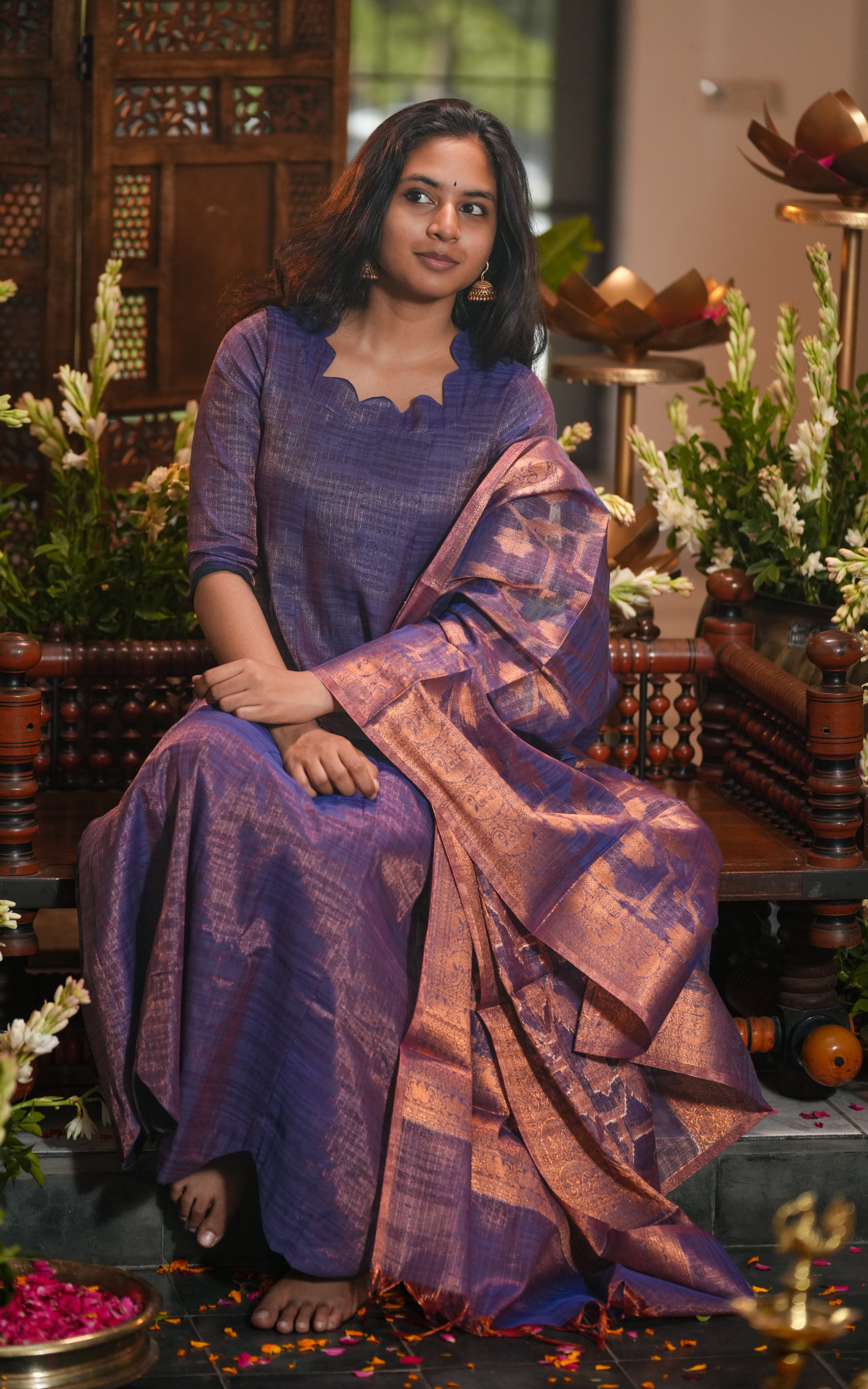 Kural Mozhi Violet (Kurti+Dupatta)