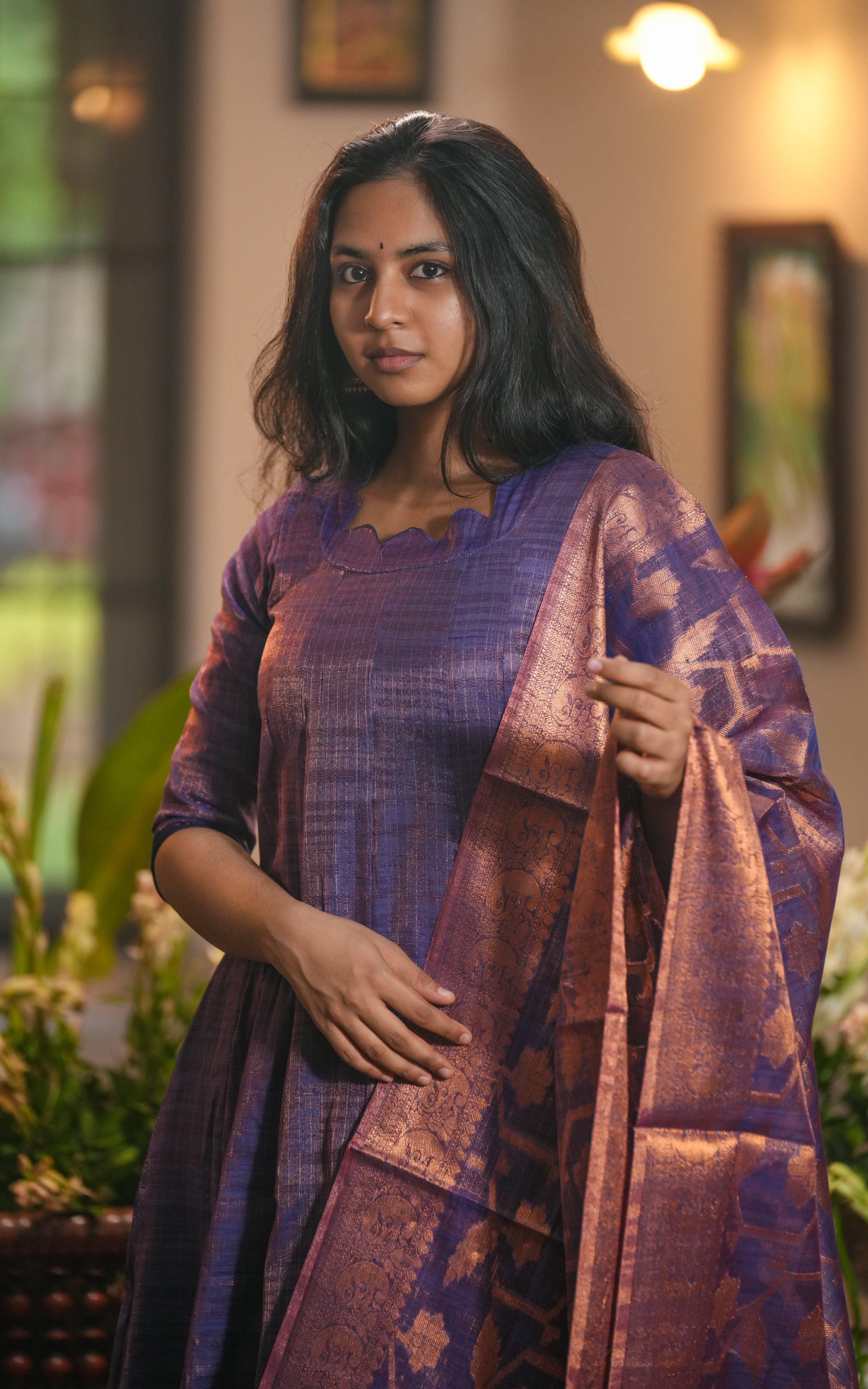 Kural Mozhi Violet (Kurti+Dupatta)