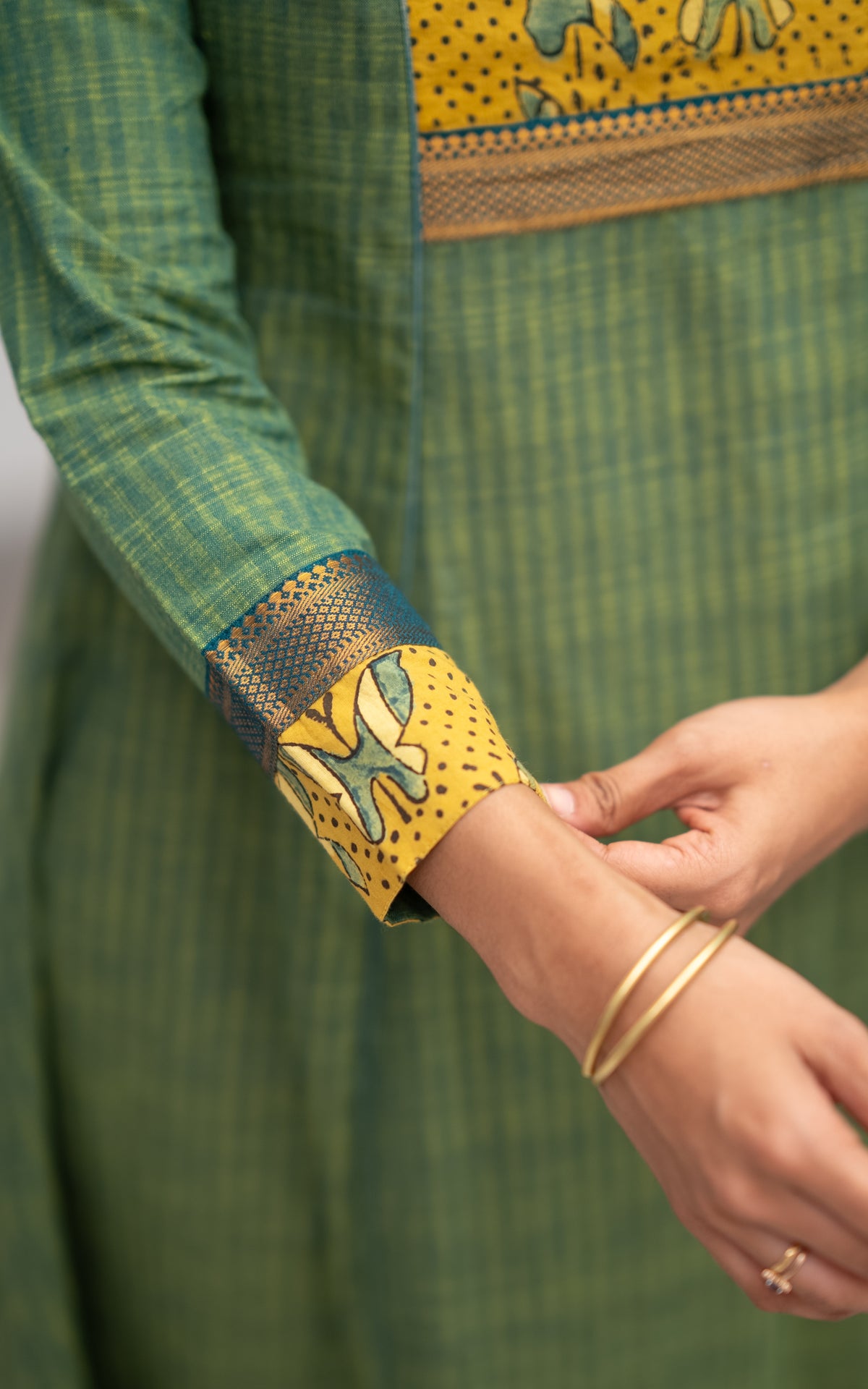 Green Cotton Office Wear Anarkali Kurti for Women