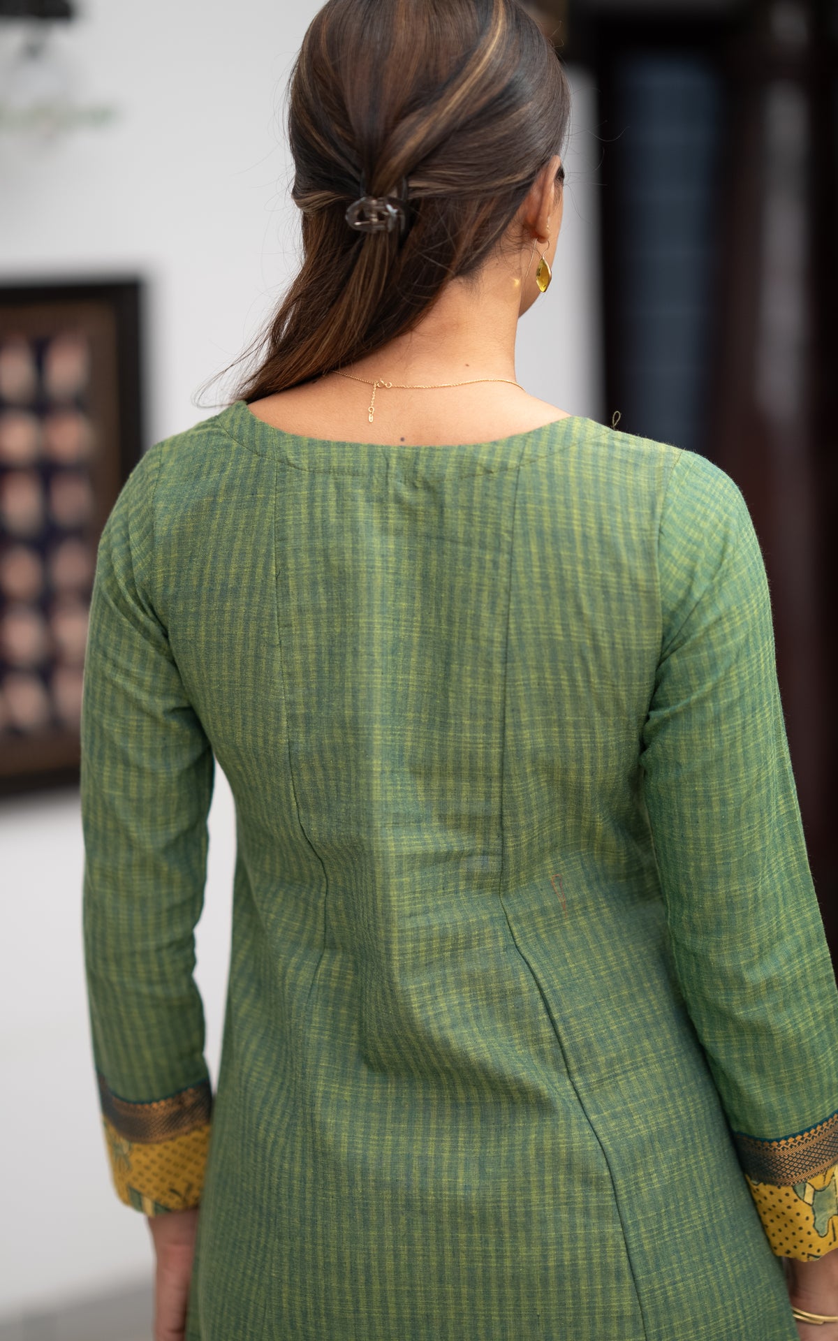 Green Cotton Designer Anarkali Kurti for Women