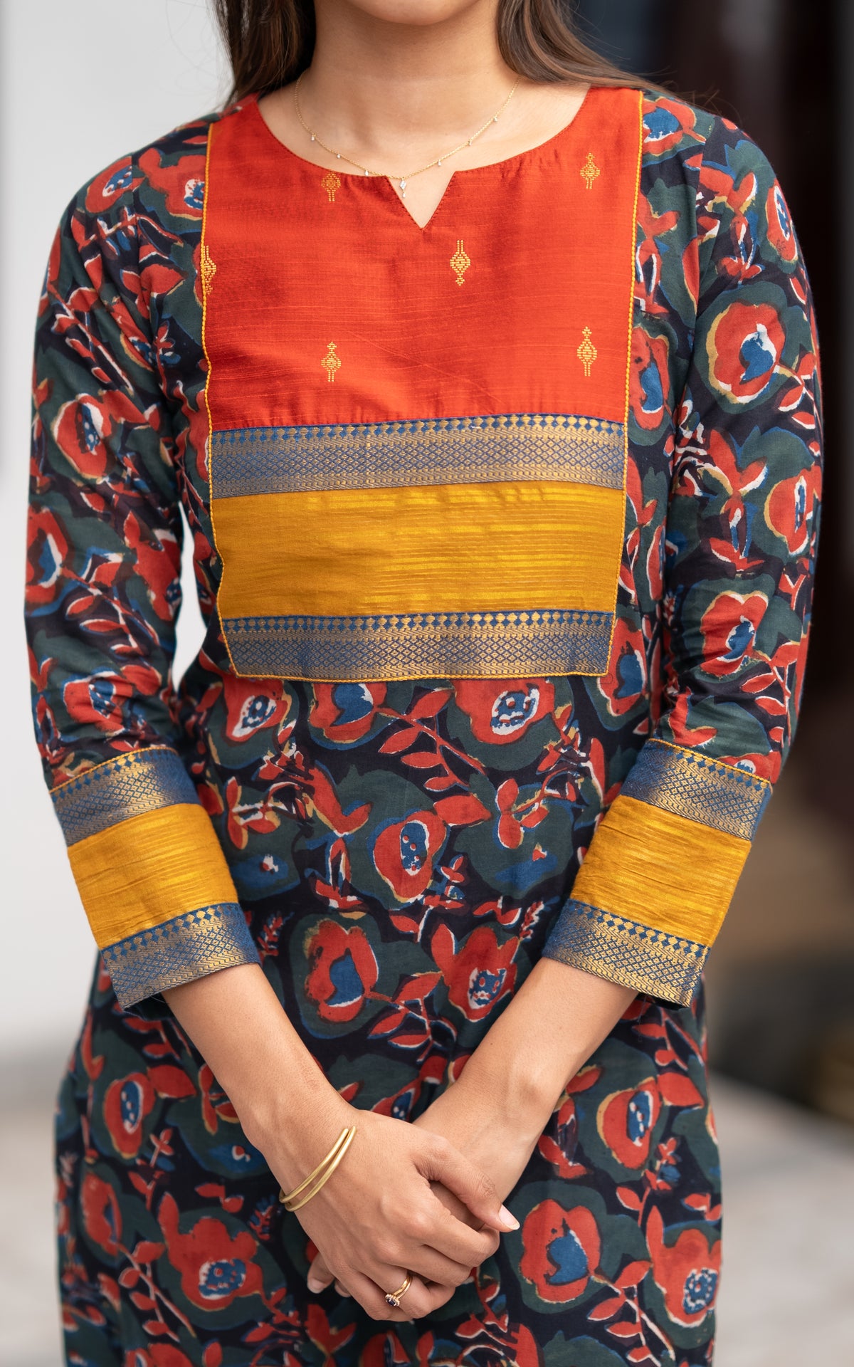Multicolor Traditional Straight Cut Kurti for Women