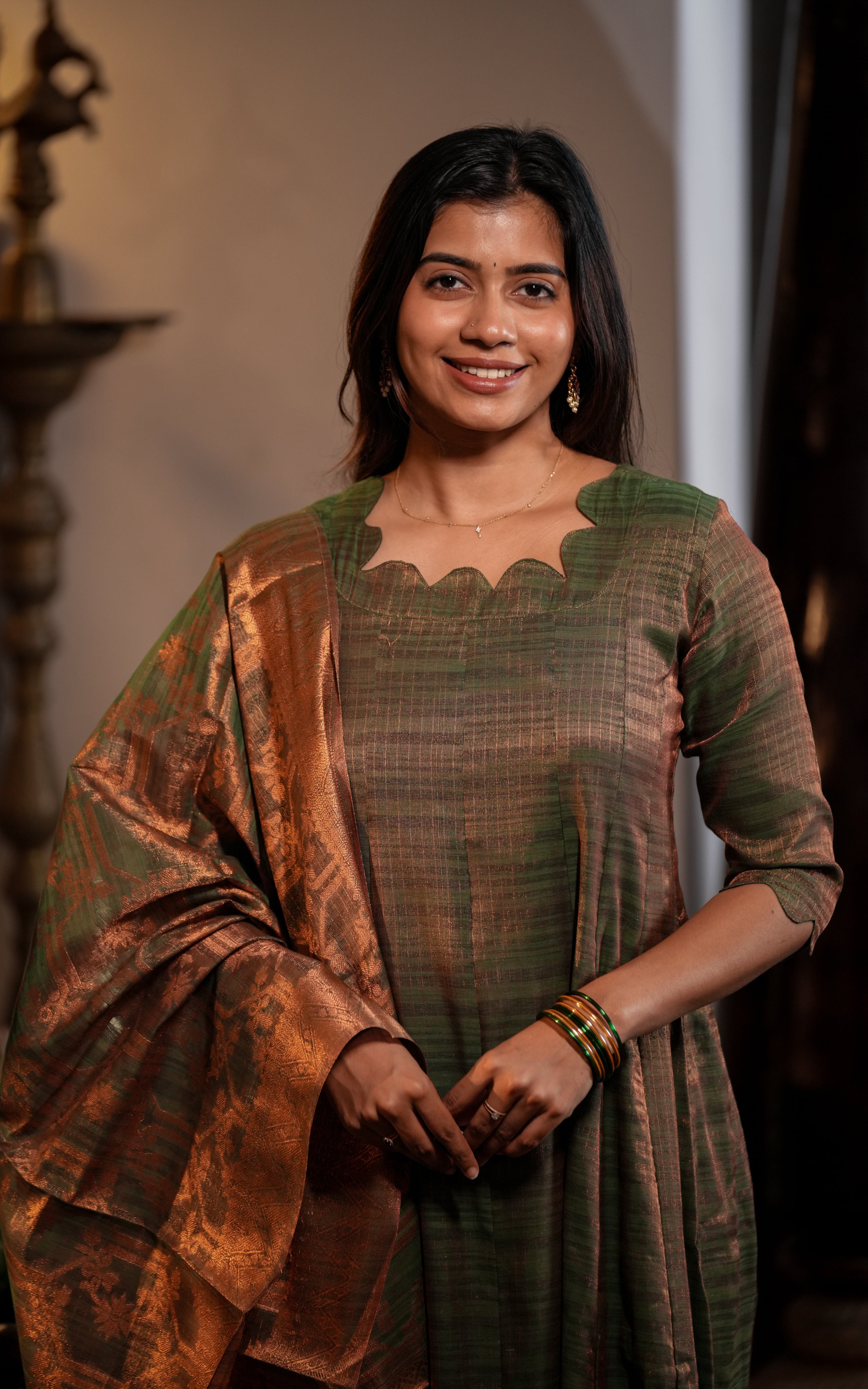 Kural Mozhi Green (Kurti+Dupatta)