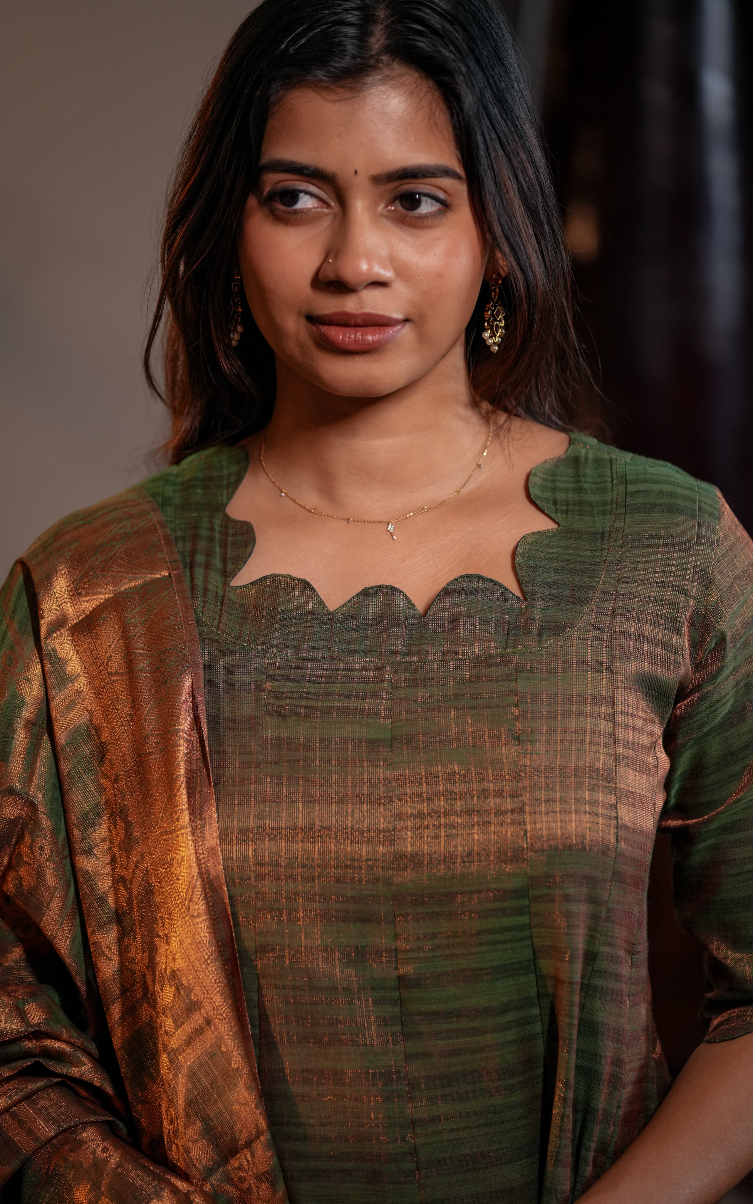Kural Mozhi Green (Kurti+Dupatta)