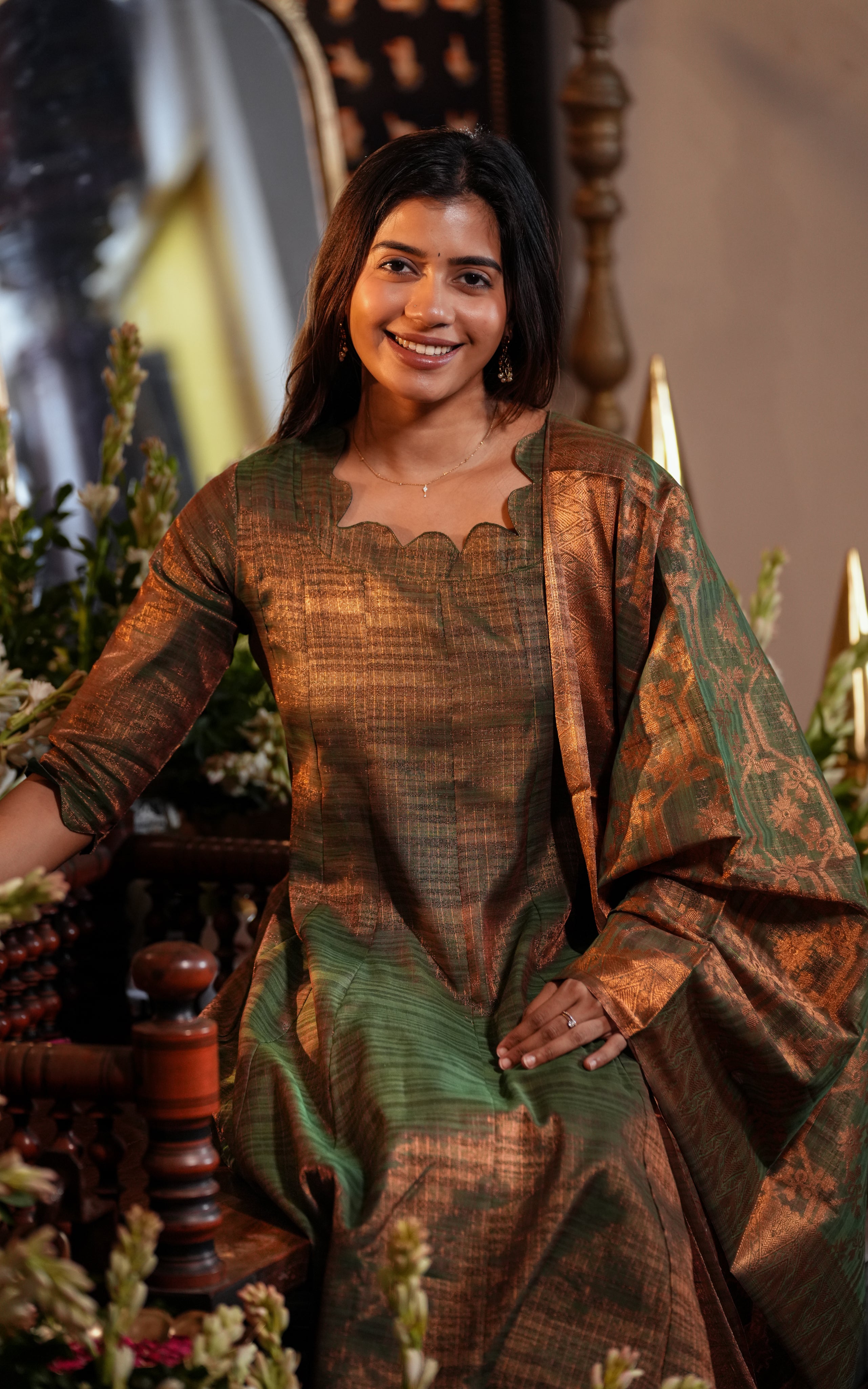 Kural Mozhi Green (Kurti+Dupatta)
