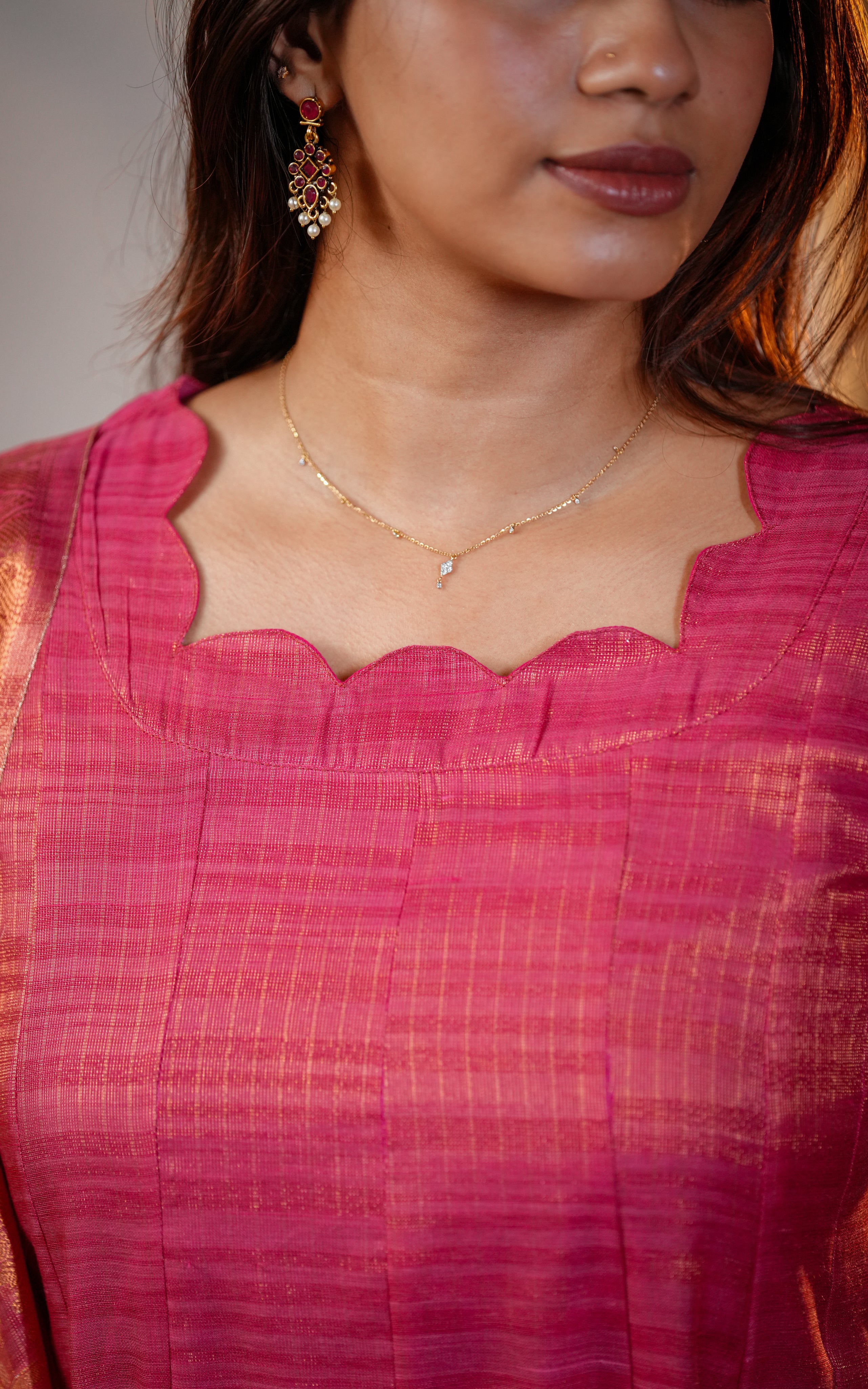Kural Mozhi Pink (Kurti+Dupatta)
